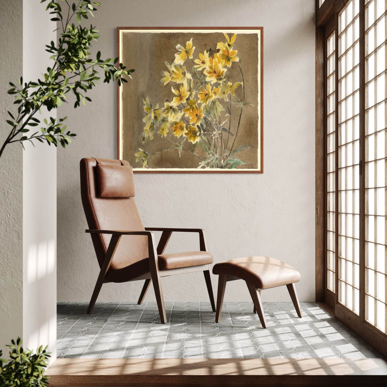 Mørk eg træramme - Bred (20 mm) - 100x100 cm-PlakatKunst