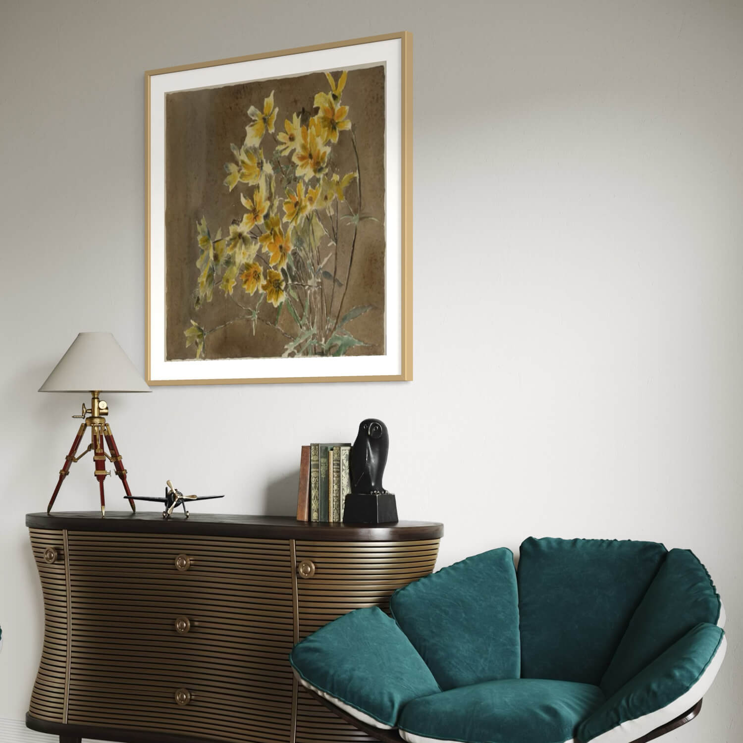 Mørk guld træramme - Bred (20 mm) - 100x100 cm