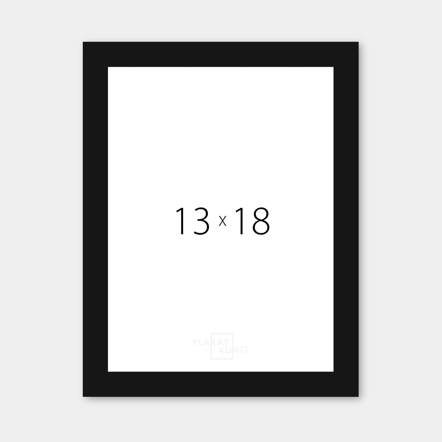 Sort blank træramme - Smal (13 mm) - 13x18 cm