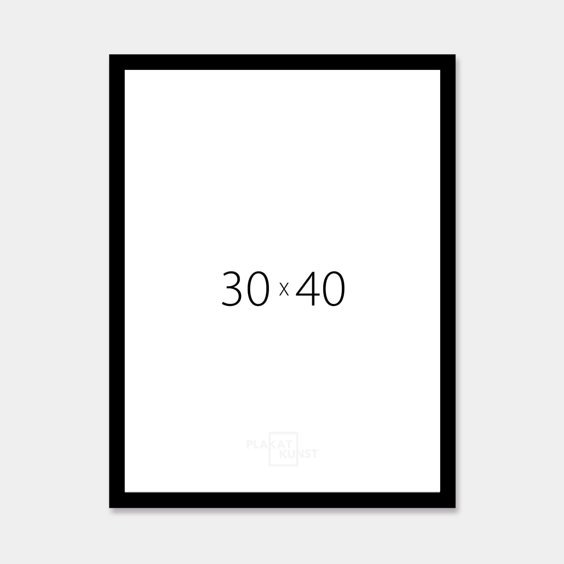 Sort blank træramme – Smal (14 mm) – 30x40 cm
