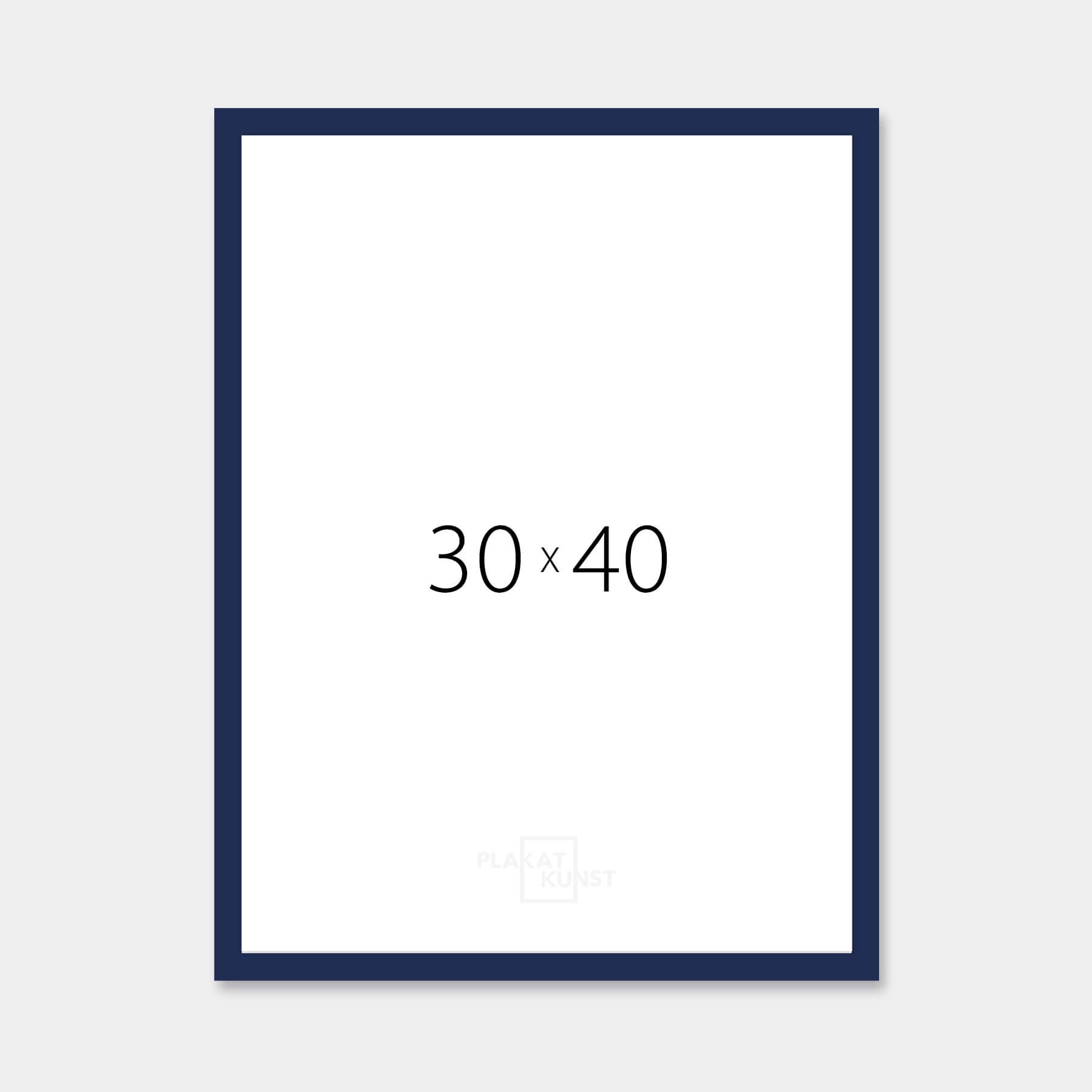 Mørk blå blank træramme - Smal (13 mm) - 30x40 cm