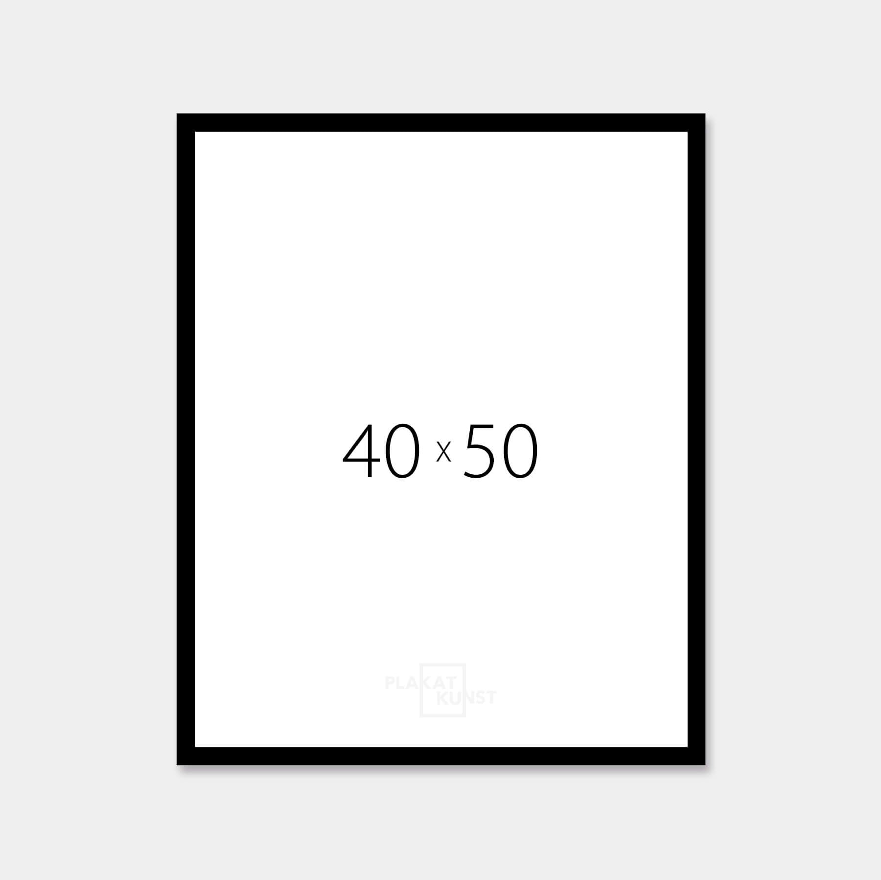 Sort blank træramme - Smal (13 mm) - 40x50 cm