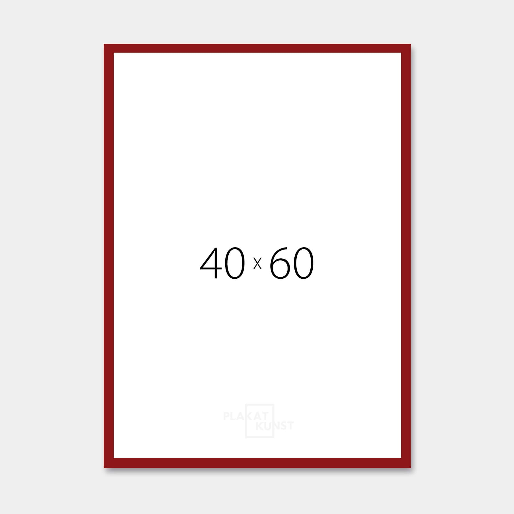 Mørk rød blank træramme - Smal (13 mm) - 40x60 cm