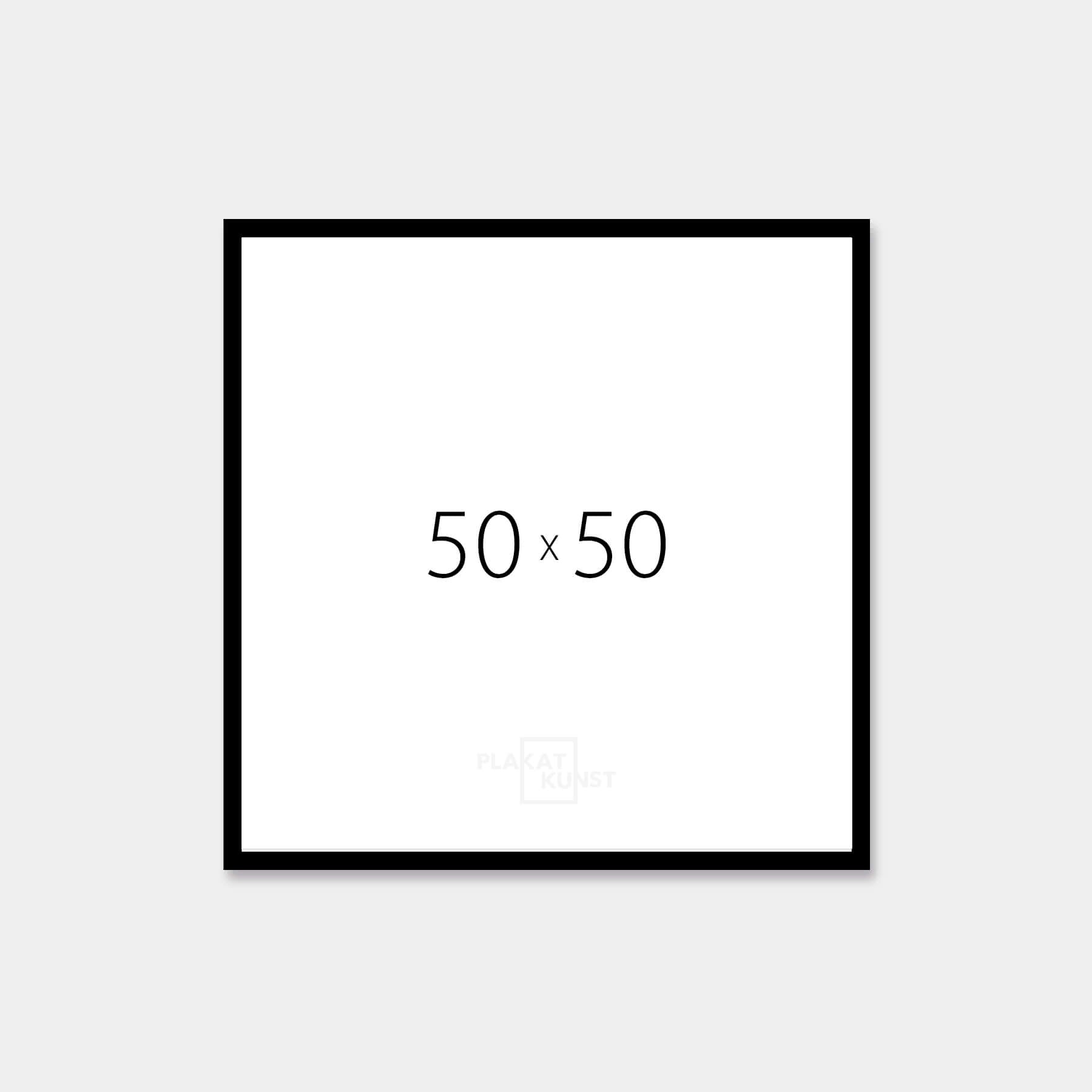 Sort blank træramme - Smal (13 mm) - 50x50 cm