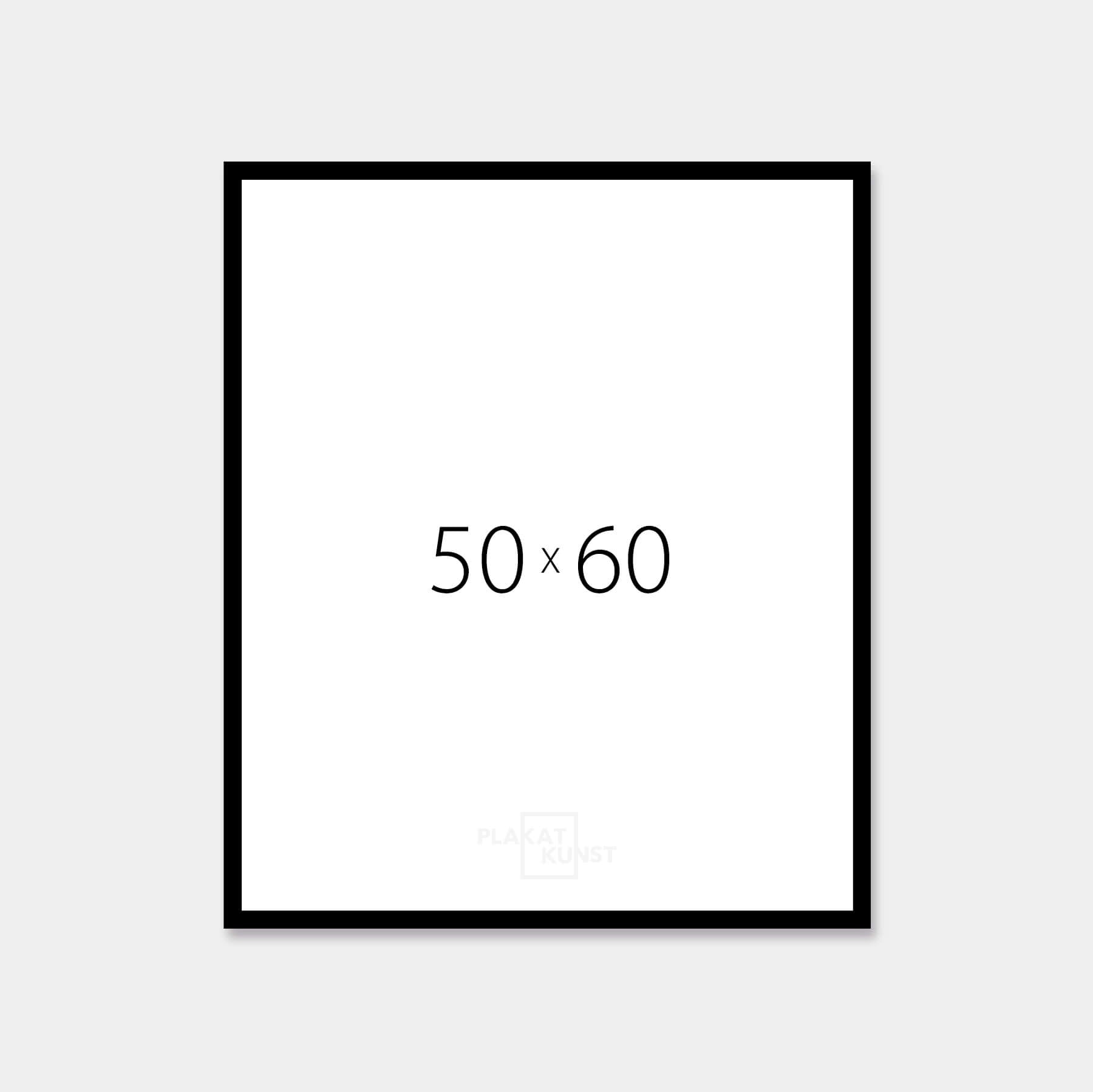 Sort blank træramme – Smal (14 mm) – 50x60 cm