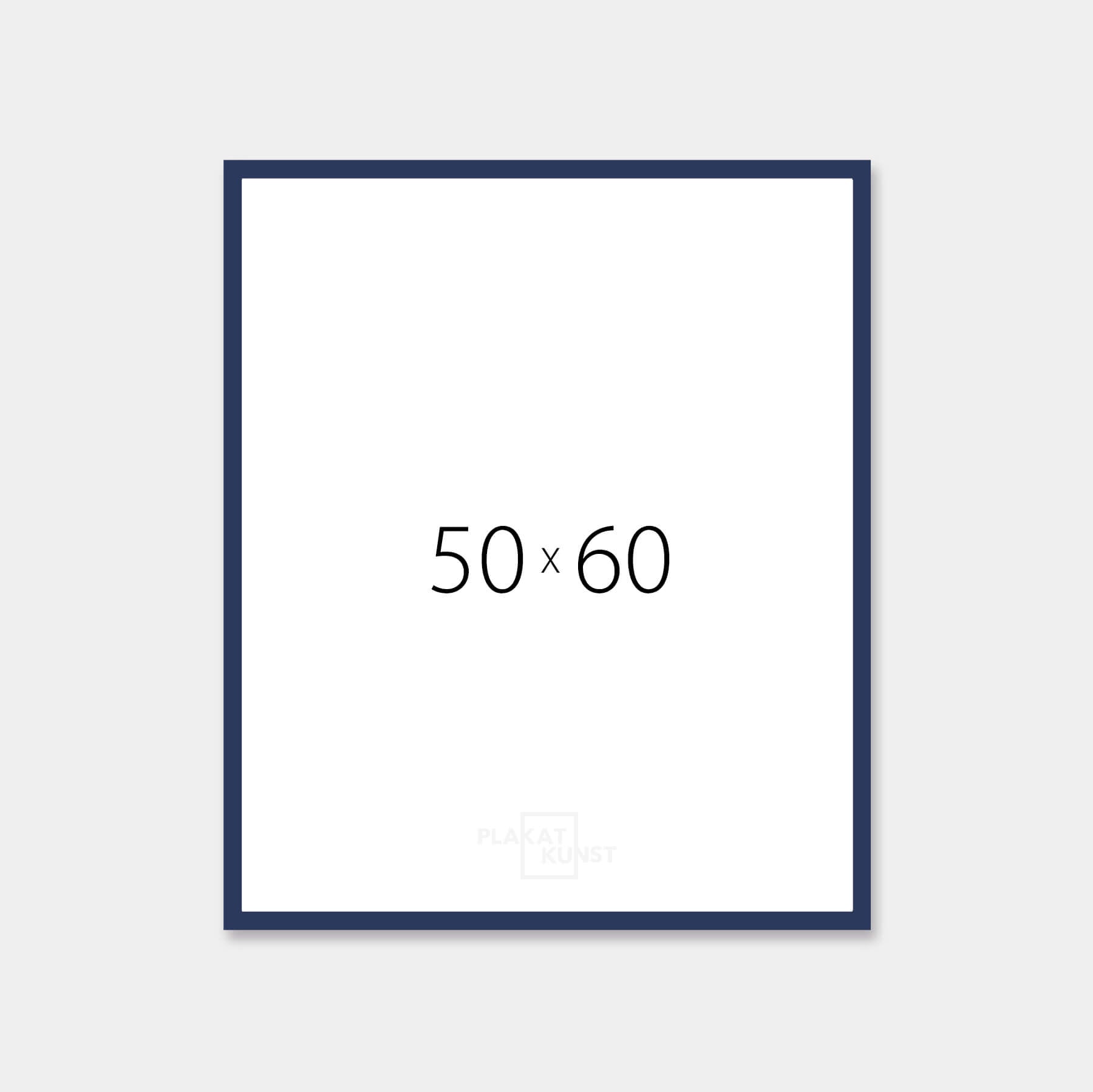 Mørk blå mat træramme – Smal (15 mm) – 50x60 cm