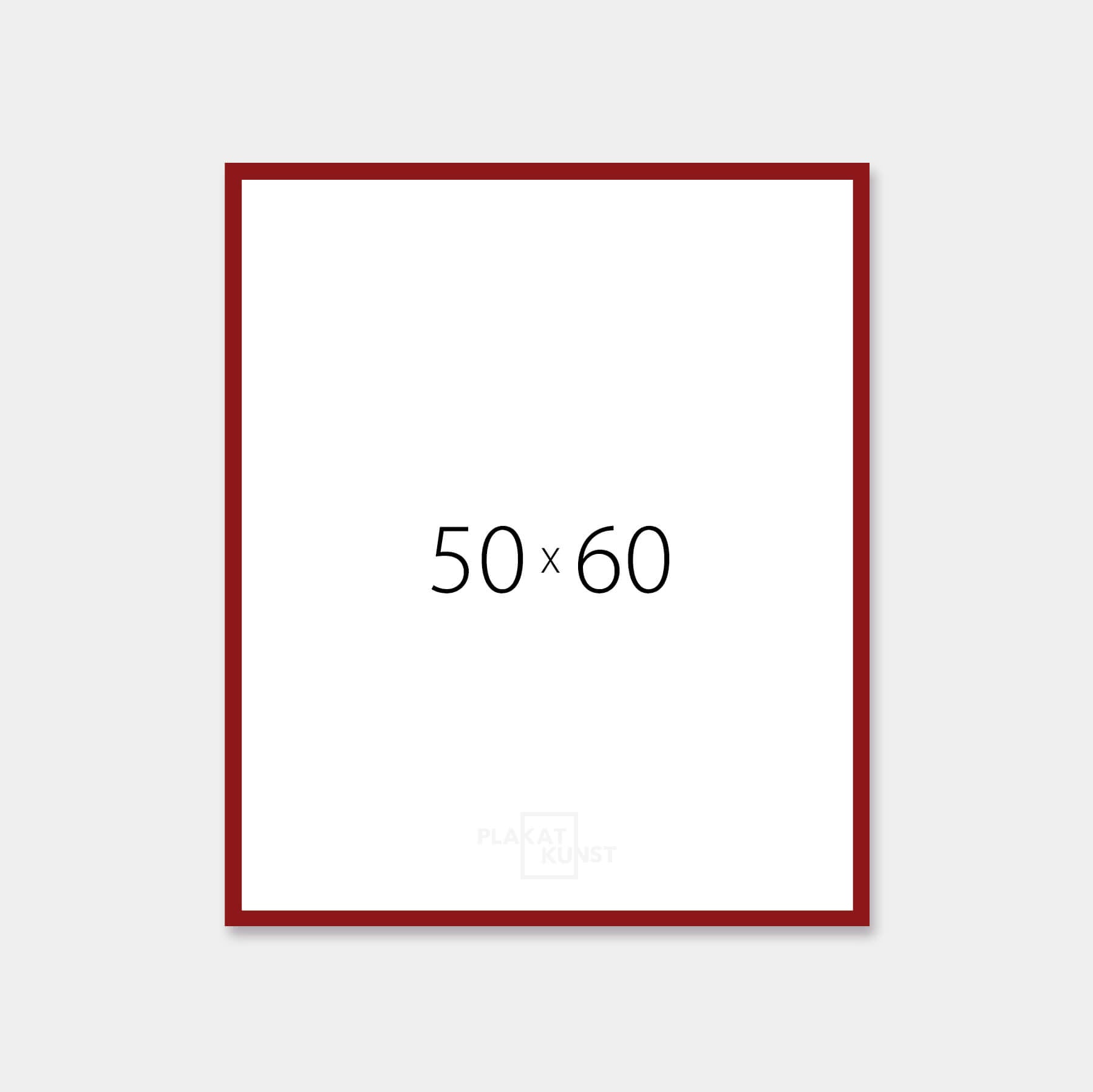 Mørk rød blank træramme – Smal (14 mm) – 50x60 cm