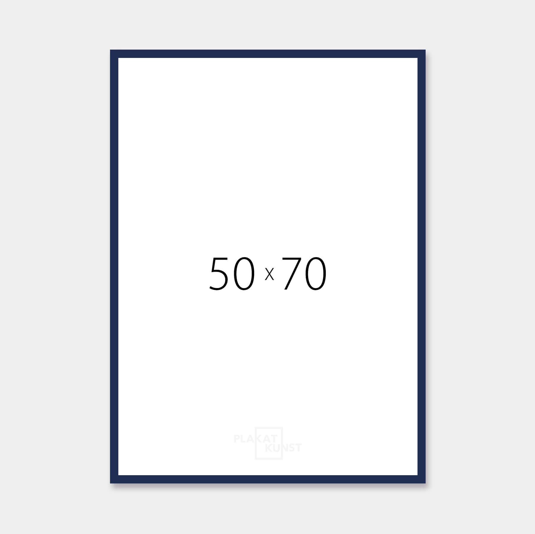Mørk blå blank træramme - Smal (13 mm) - 50x70 cm