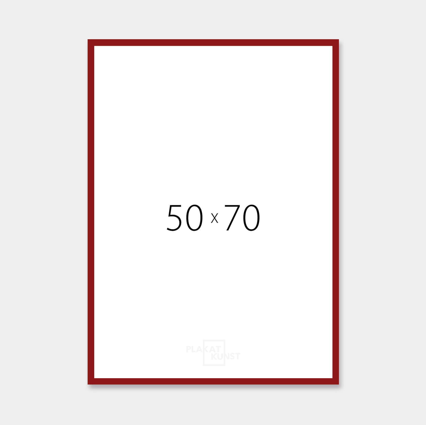 Mørk rød blank træramme - Smal (13 mm) - 50x70 cm