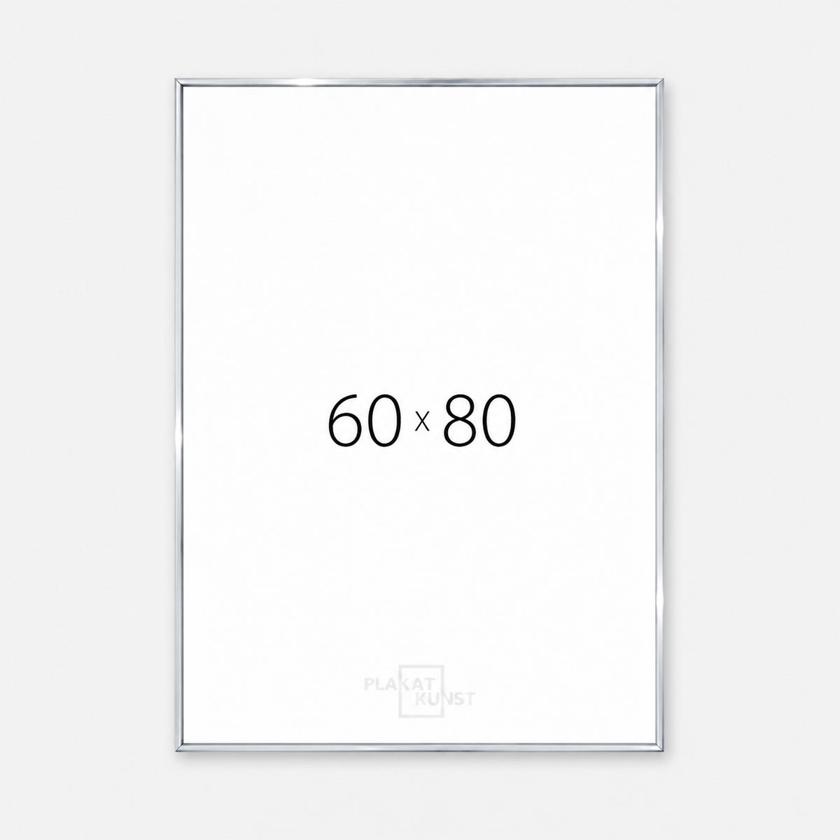Blank sølv premium aluramme - Smal (6 mm) - 60x80 cm