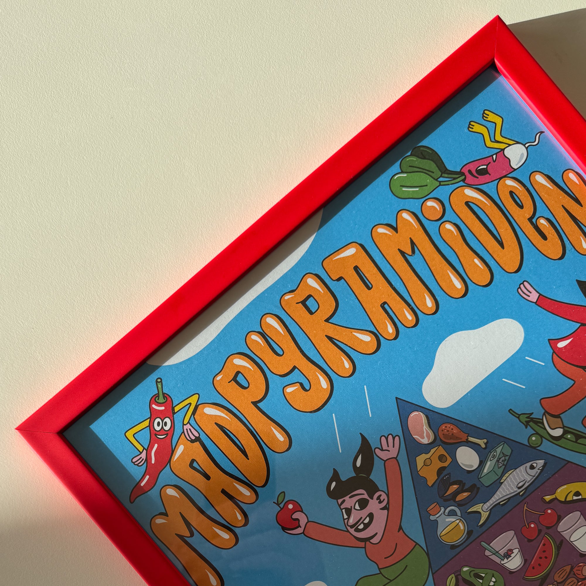 Rød mat træramme – Smal (15 mm) – A2 (42x59,4 cm)