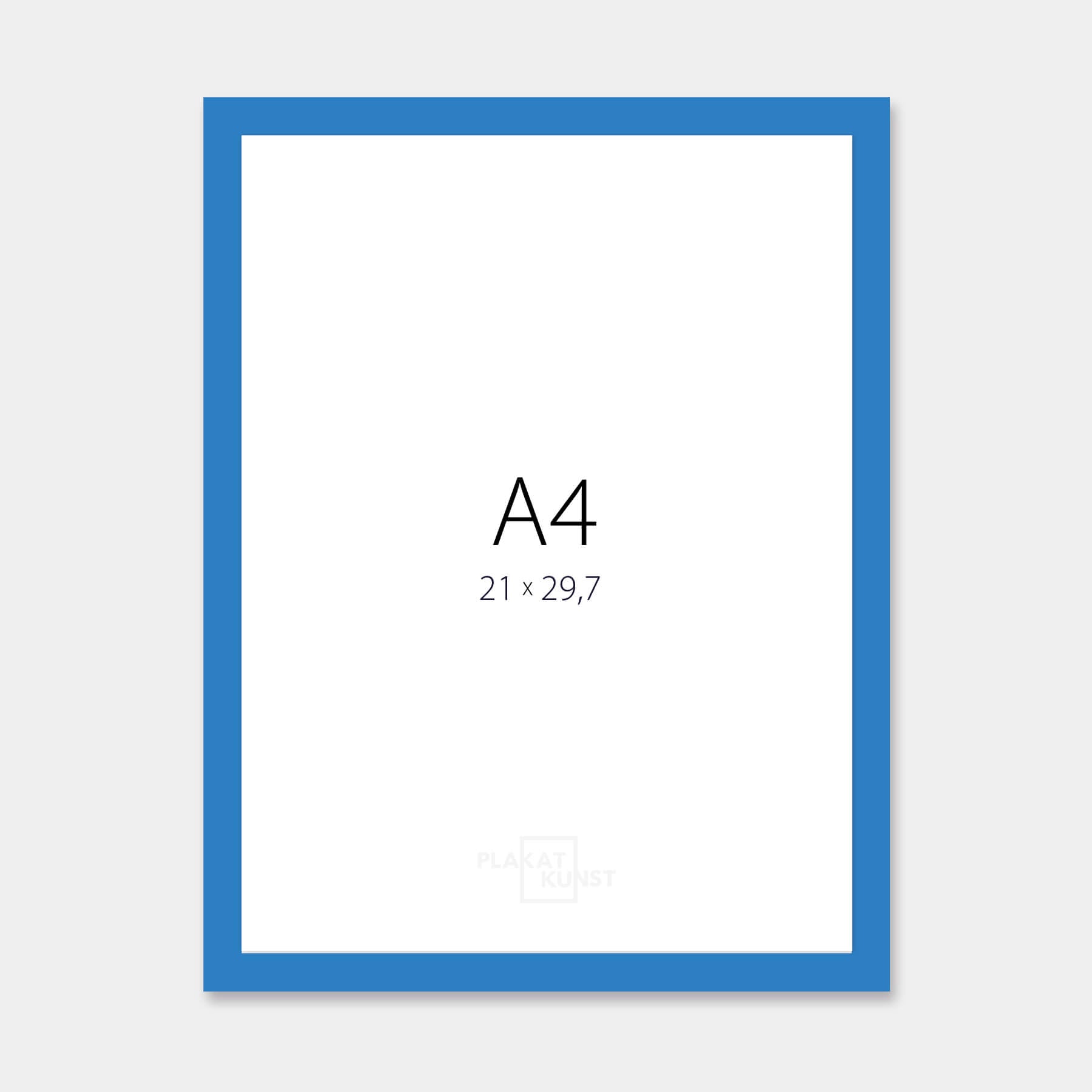 Blå blank træramme – Smal (14 mm) – A4 (21x29.7 cm)