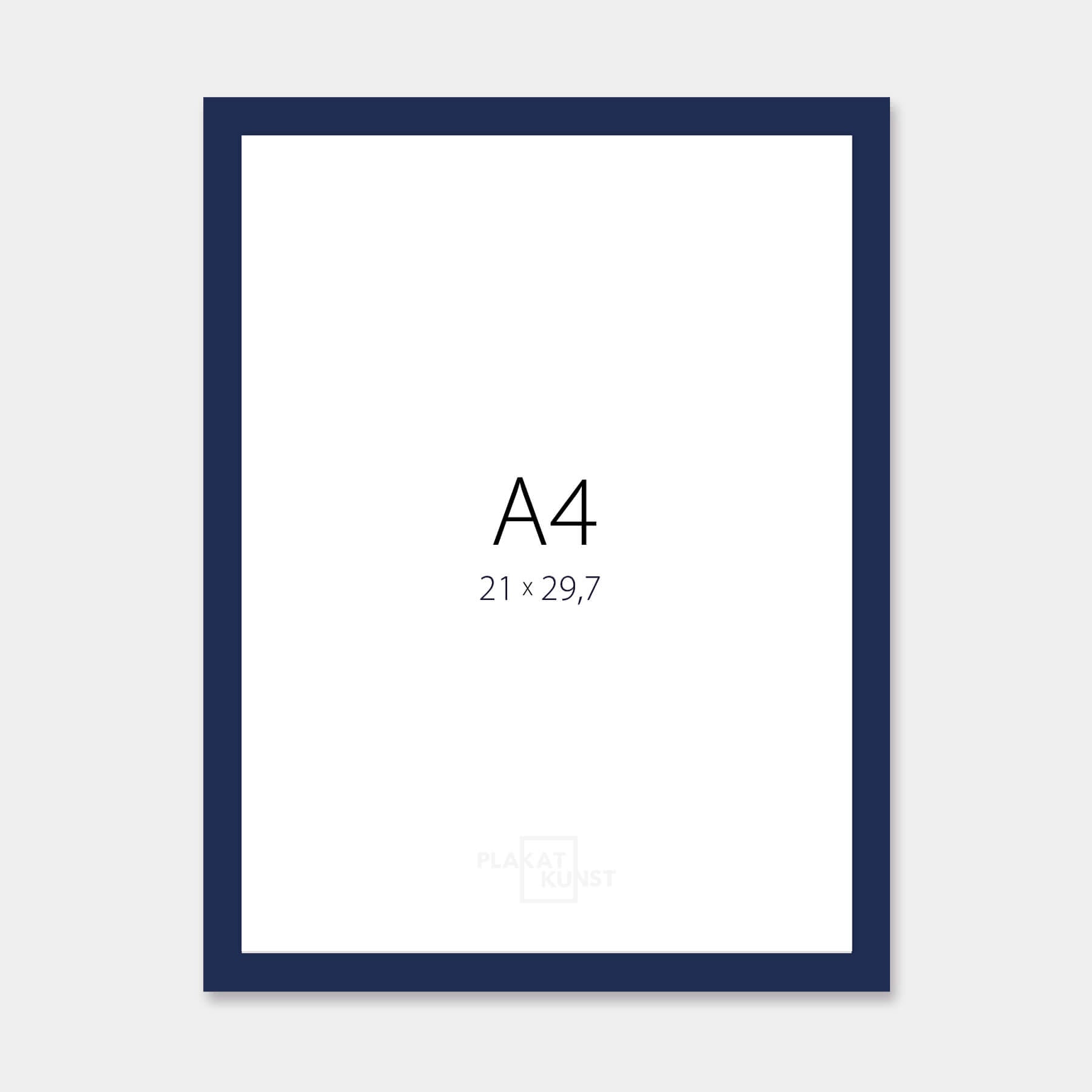 Mørk blå blank træramme – Smal (14 mm) – A4 (21x29.7 cm)