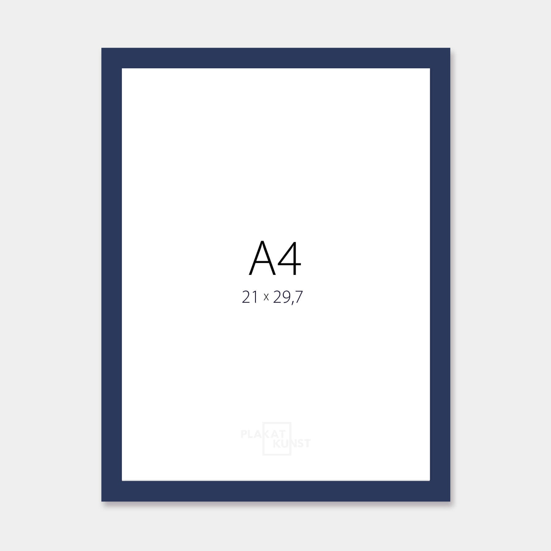 Mørk blå mat træramme – Smal (15 mm) – A4 (21x29.7 cm)
