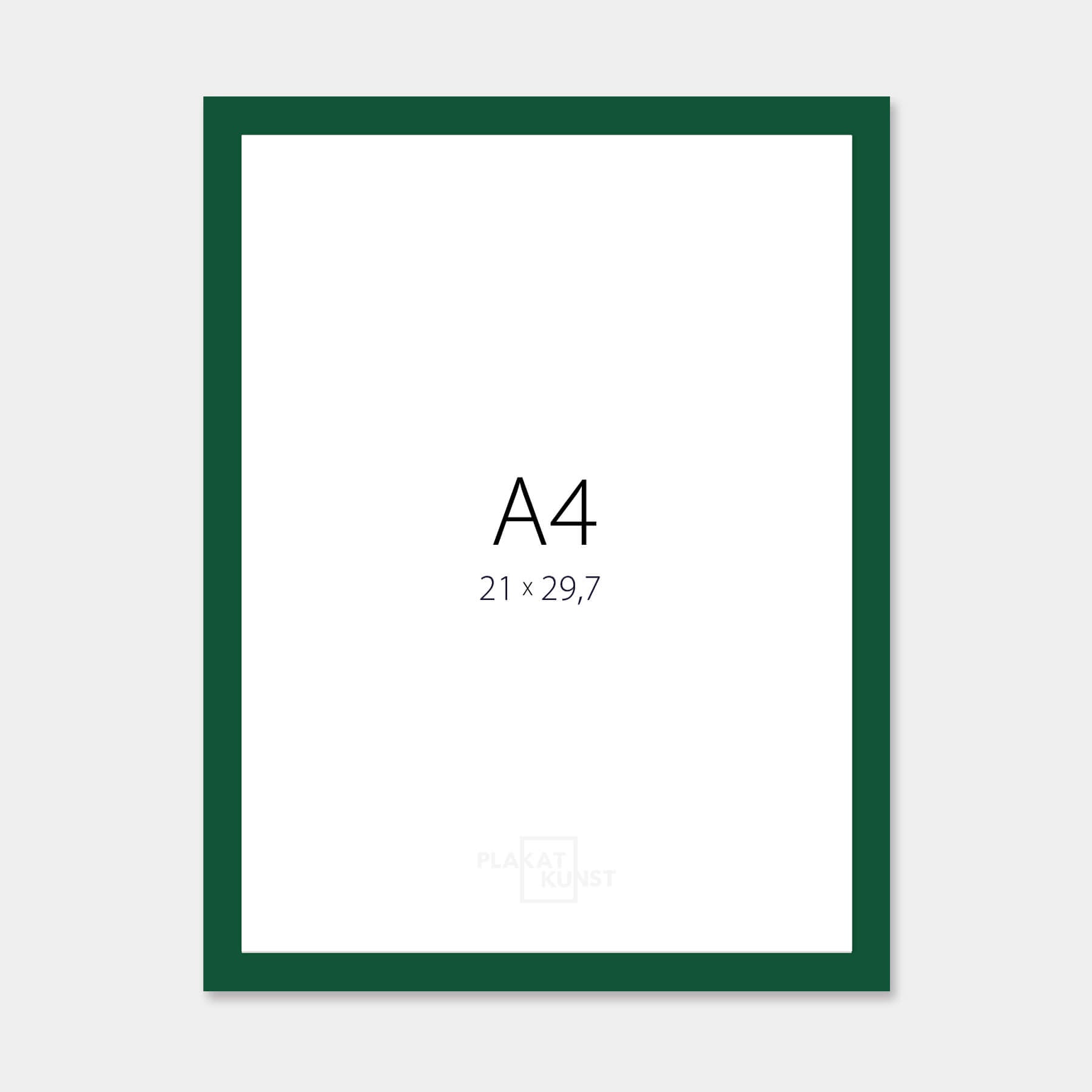 Grøn blank træramme – Smal (14 mm) – A4 (21x29.7 cm)