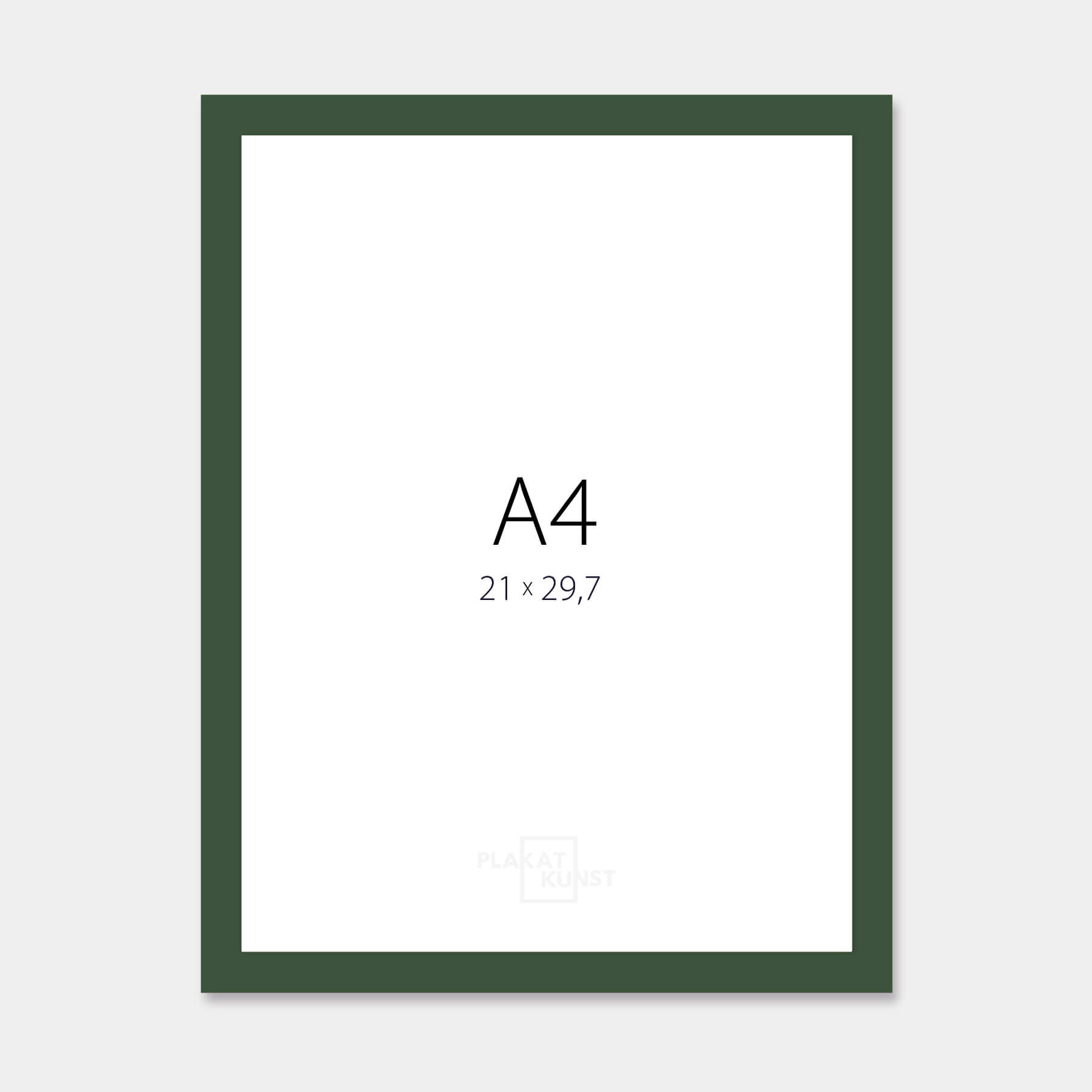 Mørk grøn mat træramme – Smal (15 mm) – A4 (21x29.7 cm)