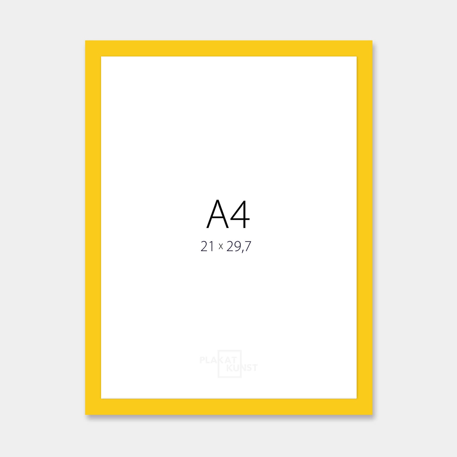 Gul blank træramme – Smal (14 mm) – A4 (21x29.7 cm)