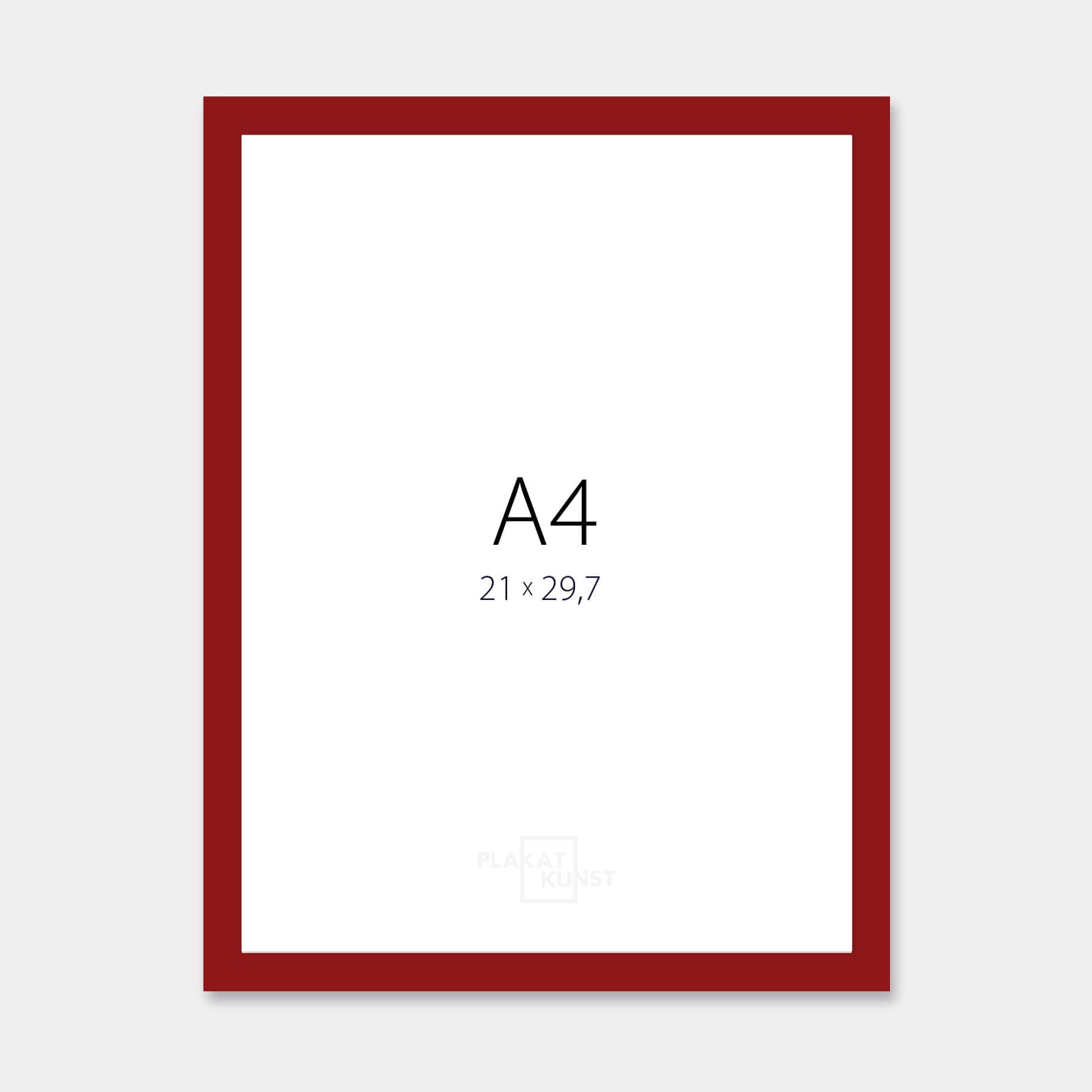 Mørk rød blank træramme – Smal (14 mm) – A4 (21x29.7 cm)