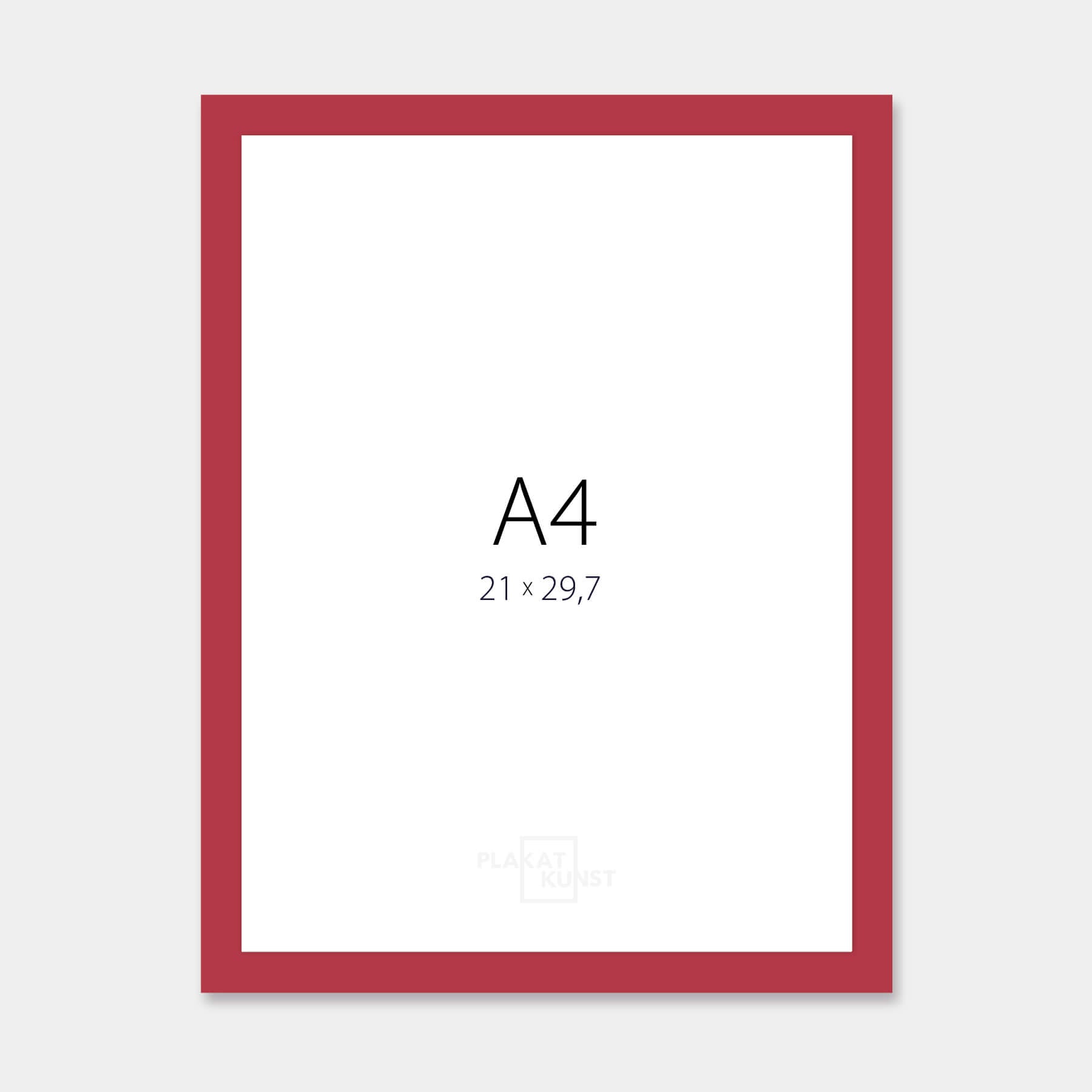 Mørk rød mat træramme – Smal (15 mm) – A4 (21x29.7 cm)