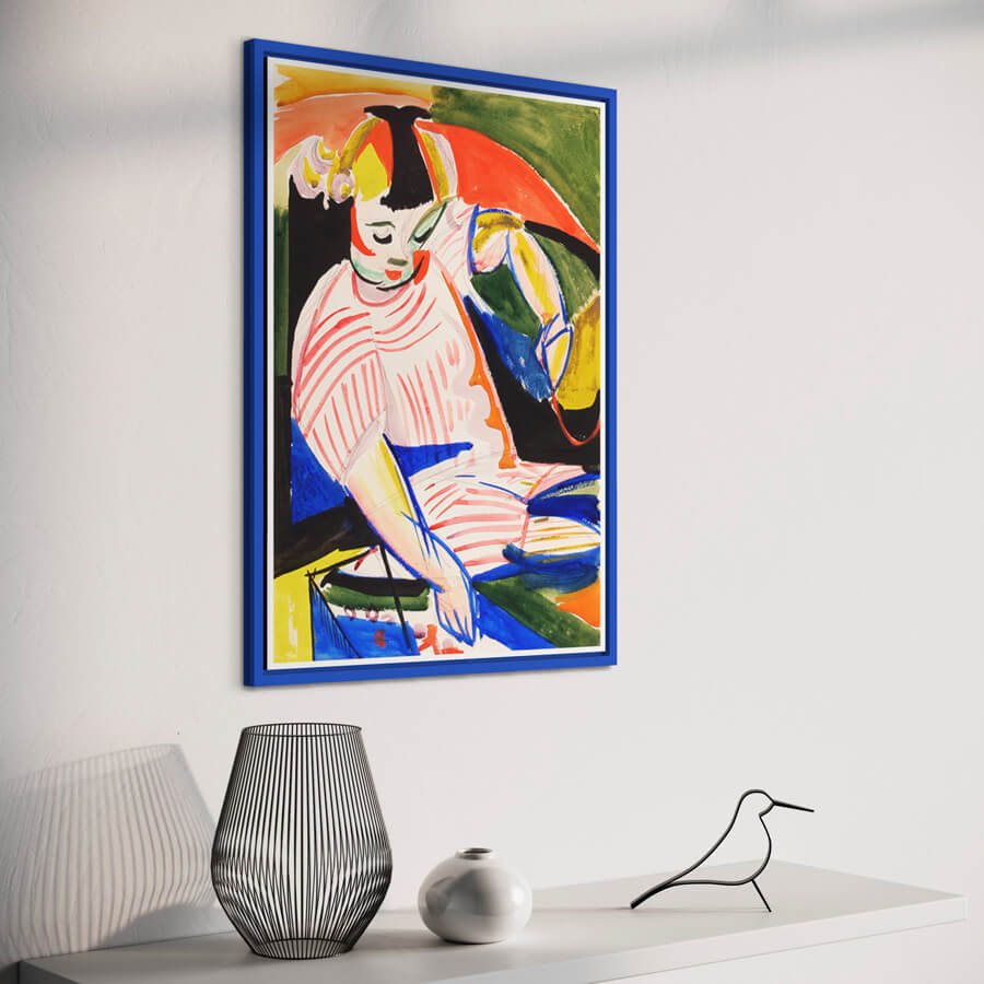 Blå mat træramme – Smal (15 mm) – A2 (42x59,4 cm)-PlakatKunst