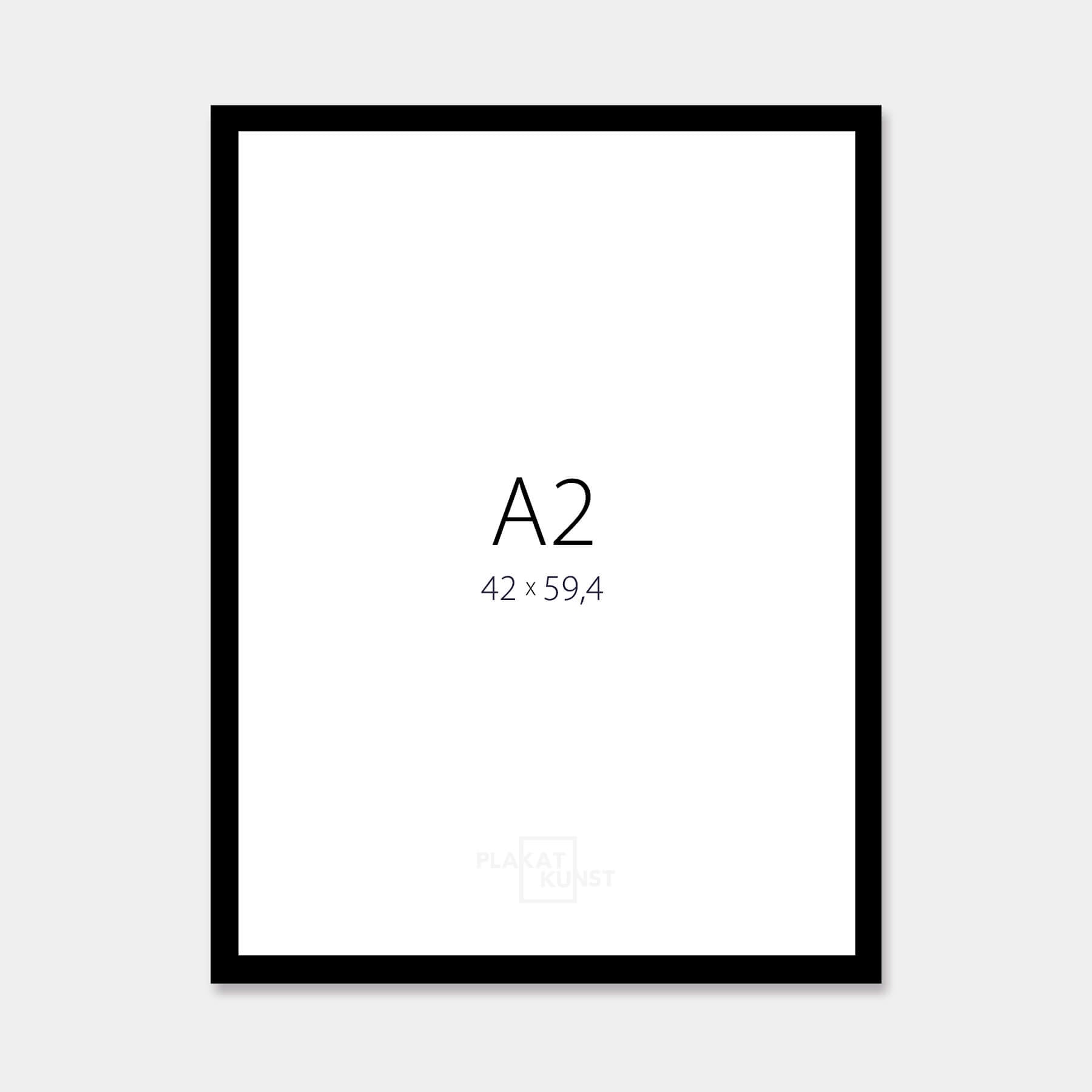 Sort blank træramme – Smal (14 mm) – A2 (42x59,4 cm)