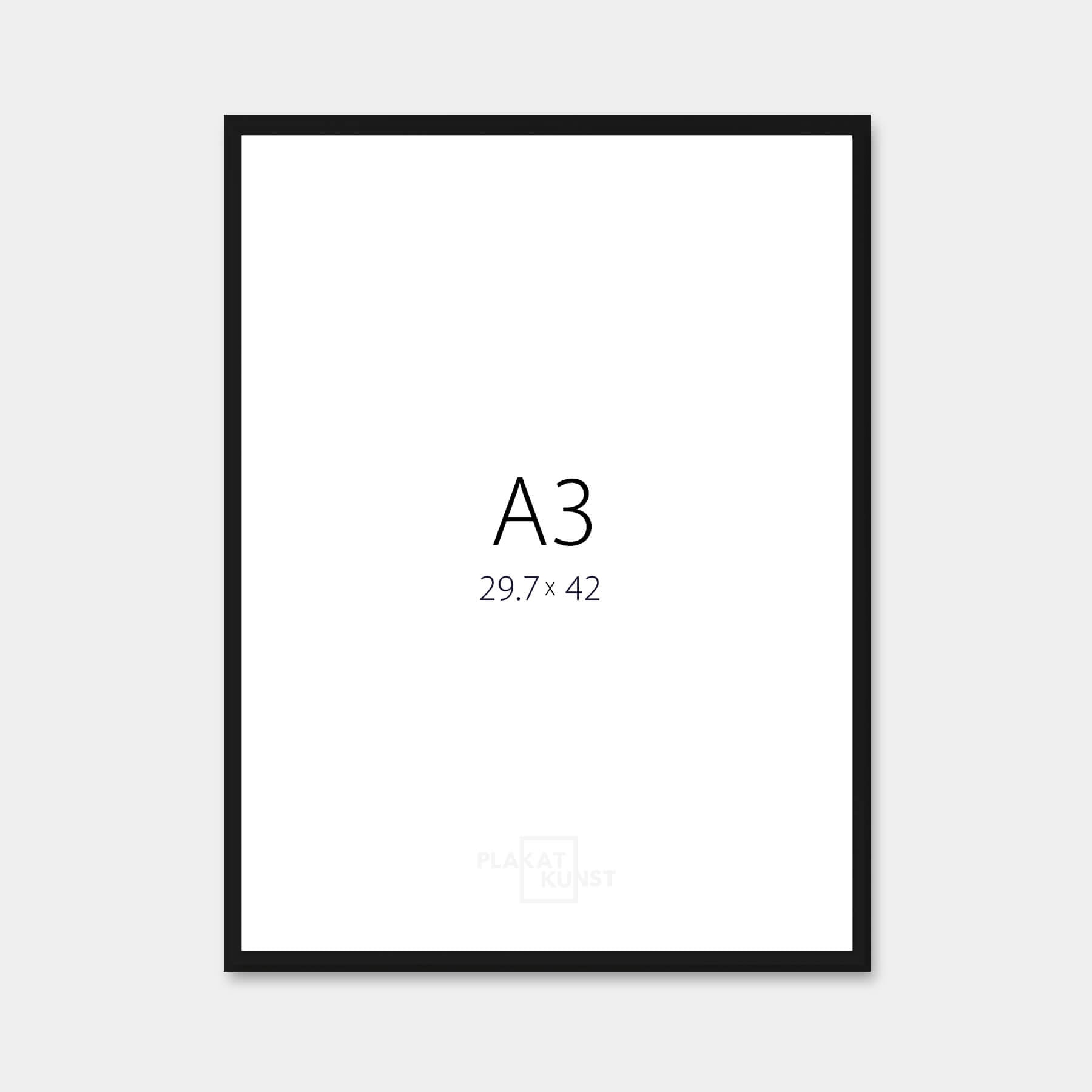 Sort træramme – Smal (10 mm) – A3 (30x42 cm)