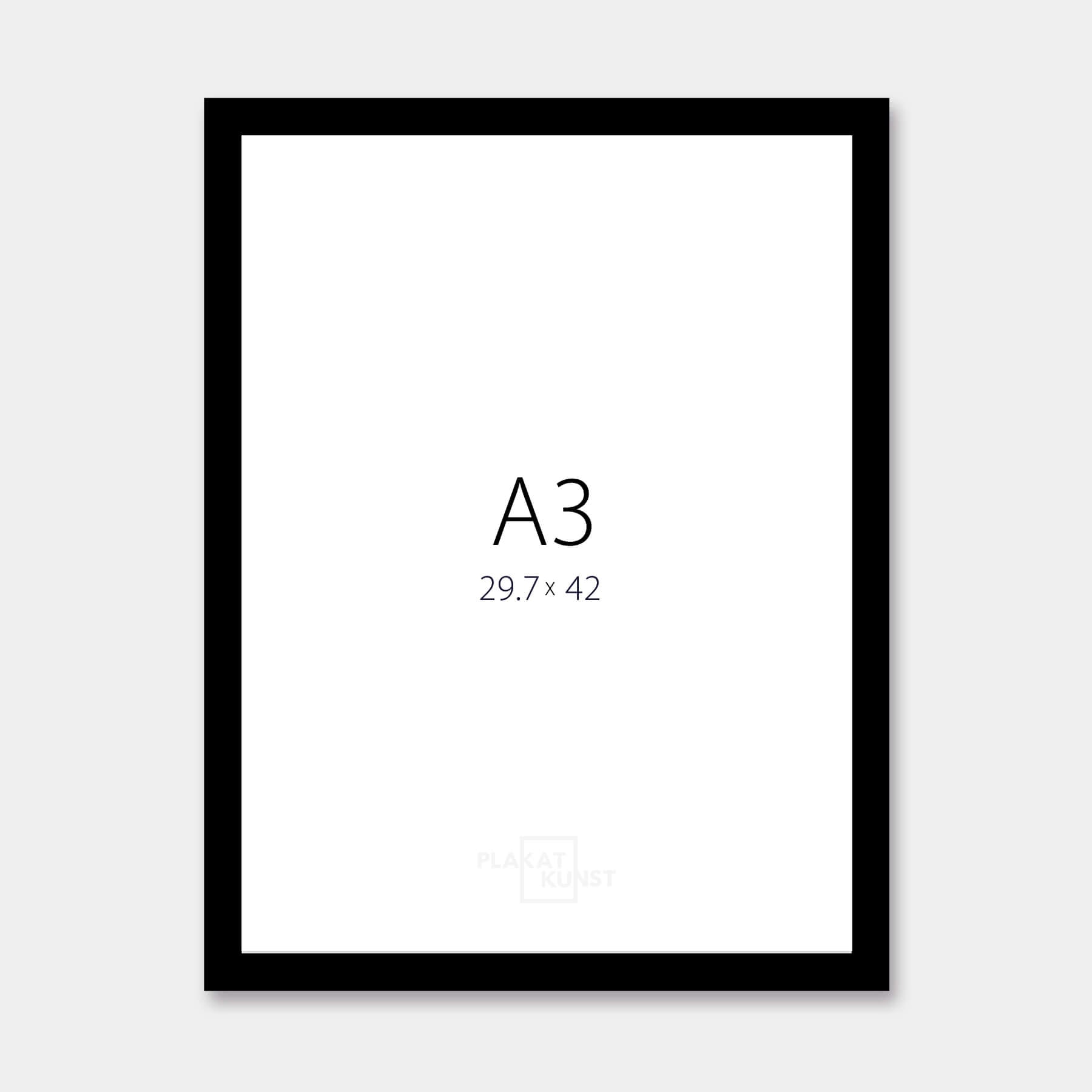 Sort træramme – Bred (20 mm) – A3 (30x42 cm)