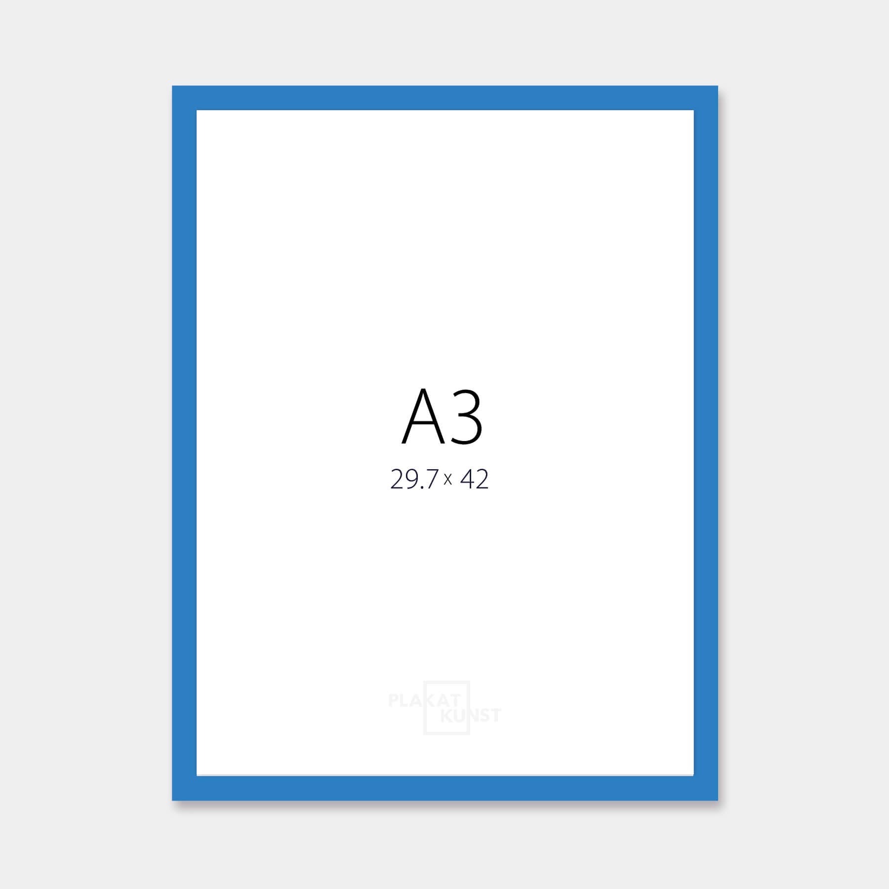 Blå blank træramme – Smal (14 mm) – A3 (30x42 cm)