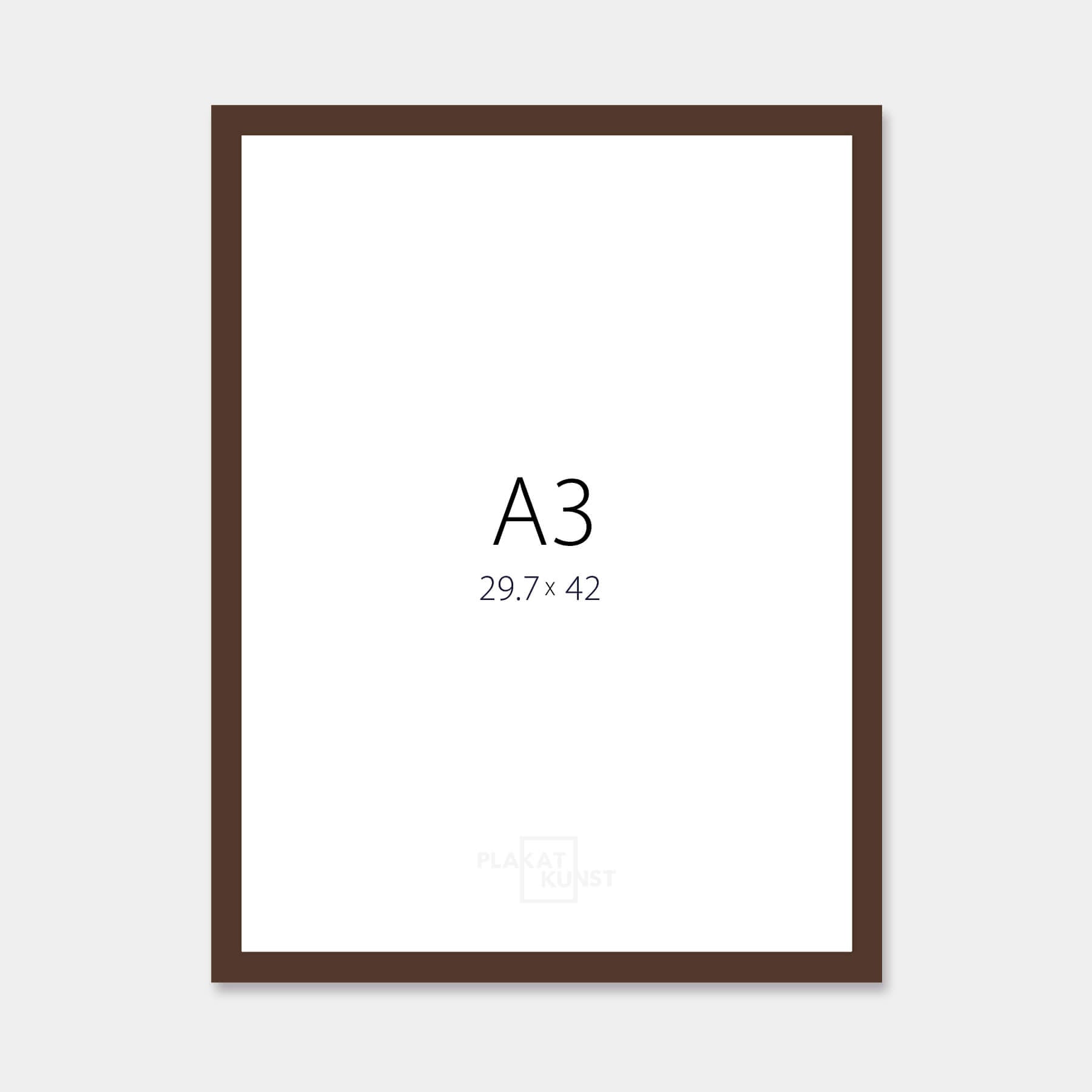 Brun mat træramme – Smal (15 mm) – A3 (30x42 cm)