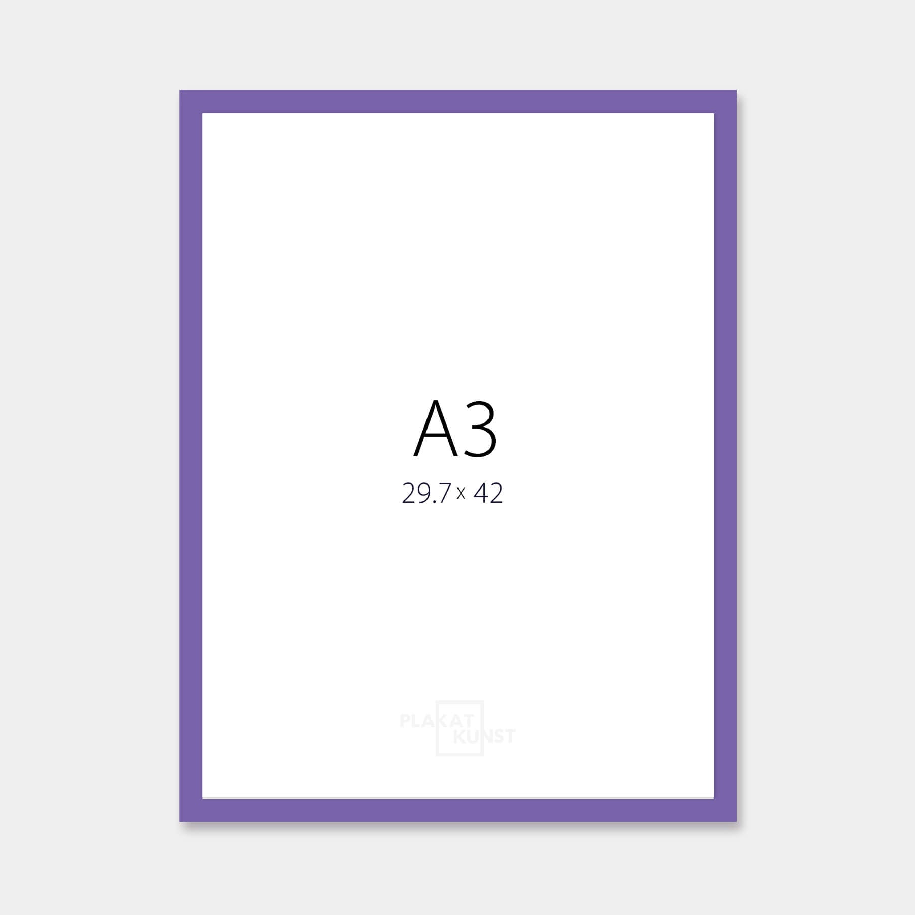 Lilla blank træramme – Smal (14 mm) – A3 (30x42 cm)
