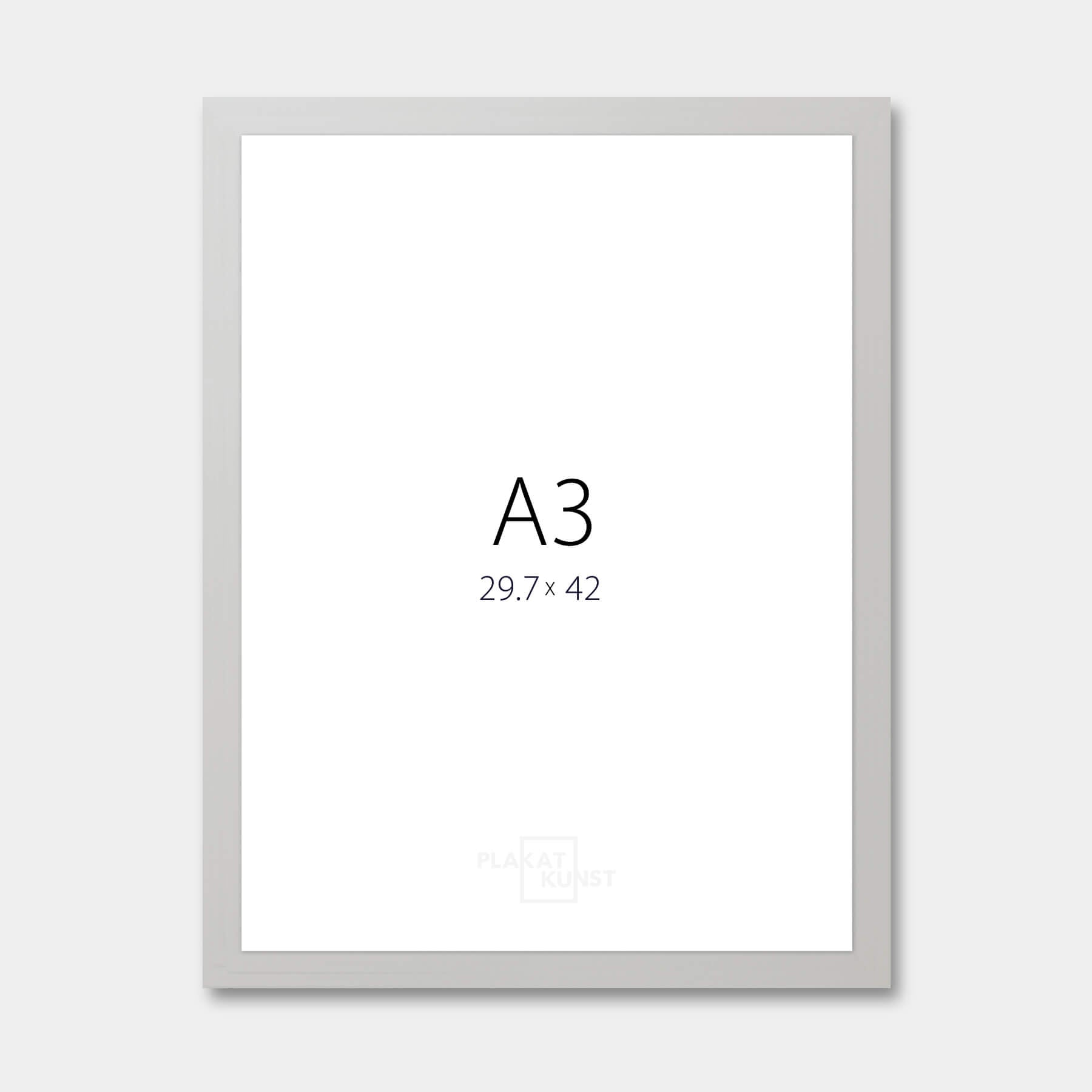 Sølv træramme – Bred (20 mm) – A3 (30x42 cm)