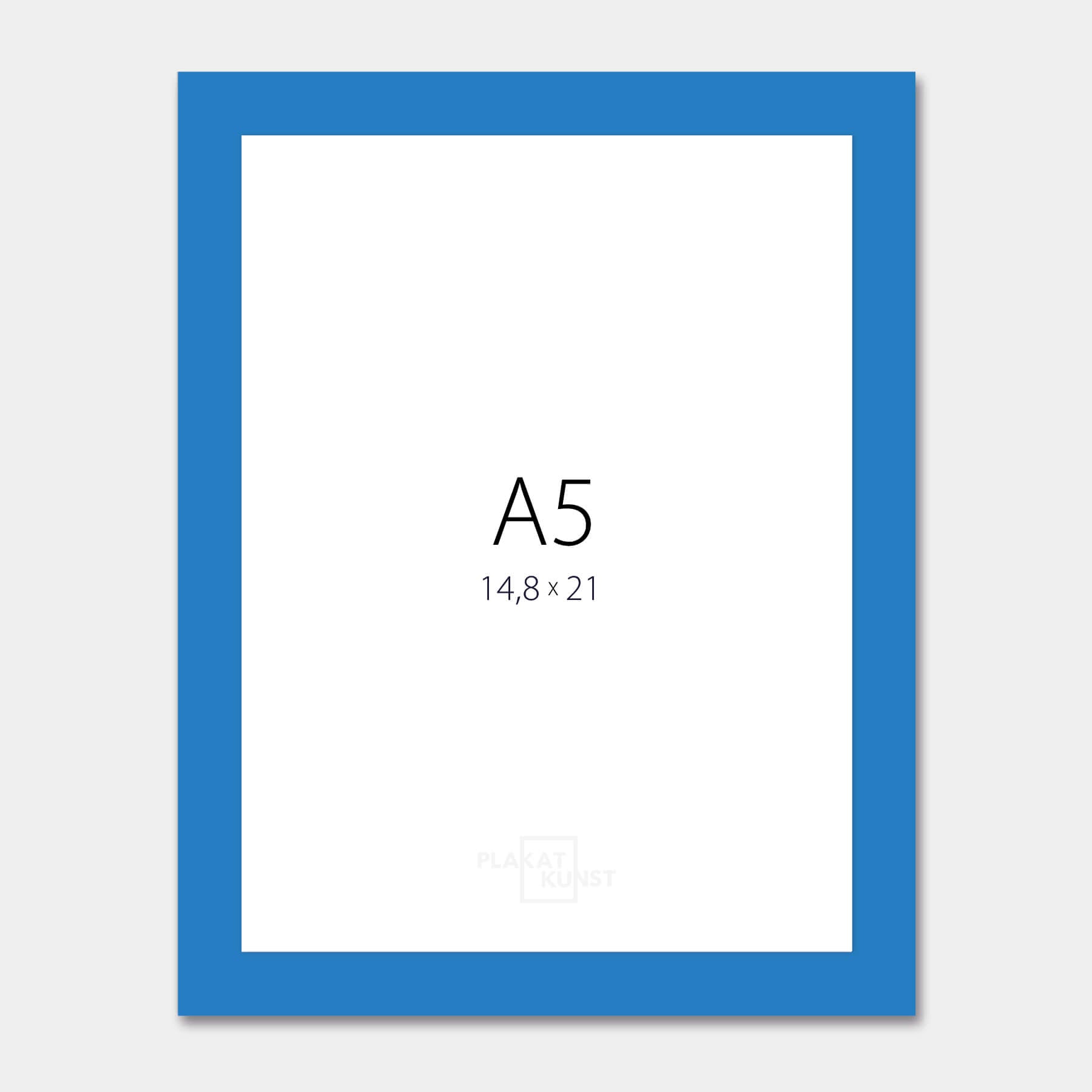 Blå blank træramme – Smal (14 mm) – A5 (15x21 cm)