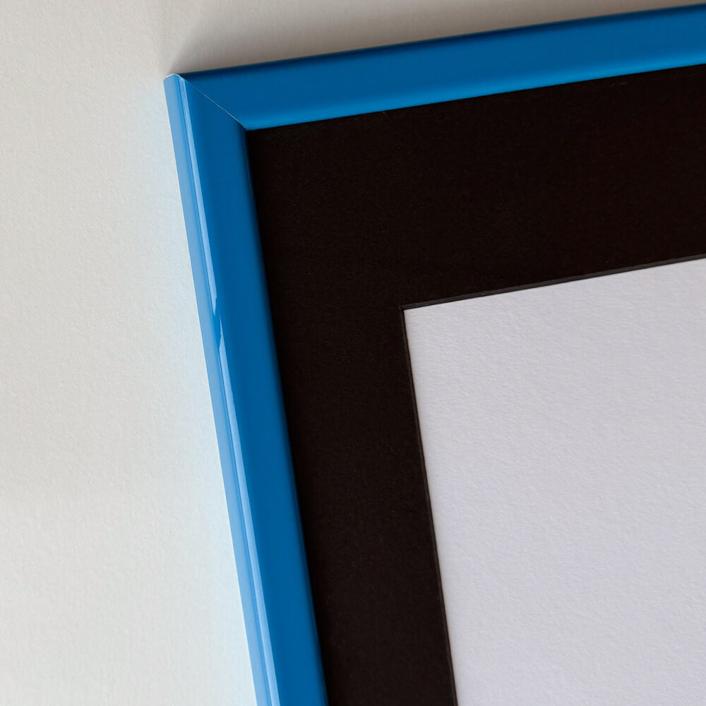 Blå blank træramme – Smal (14 mm) – 50x60 cm