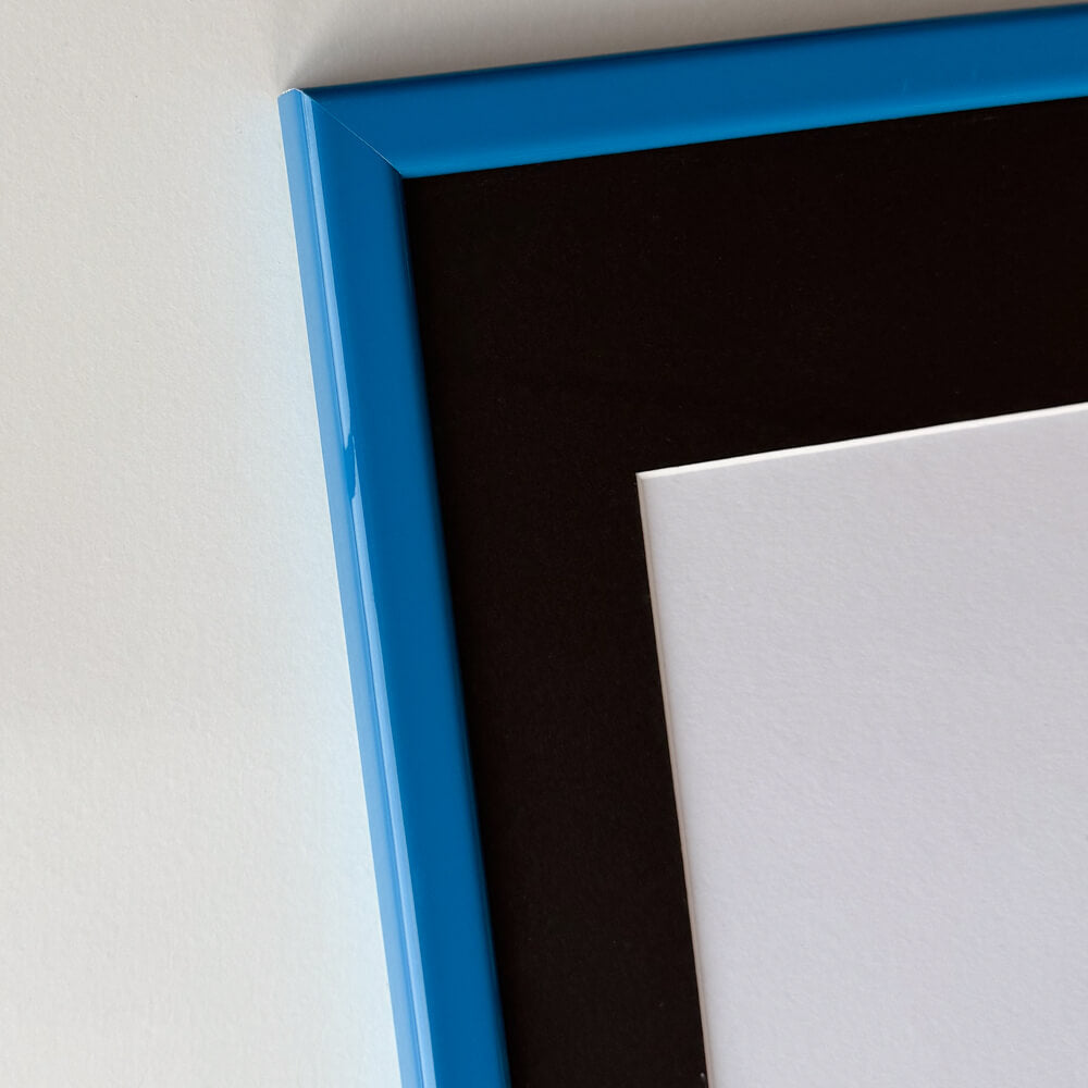 Blå blank træramme – Smal (14 mm) – 50x60 cm