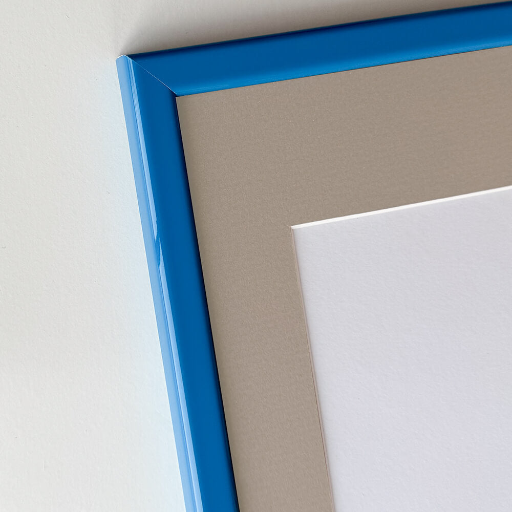 Blå blank træramme – Smal (14 mm) – 50x60 cm