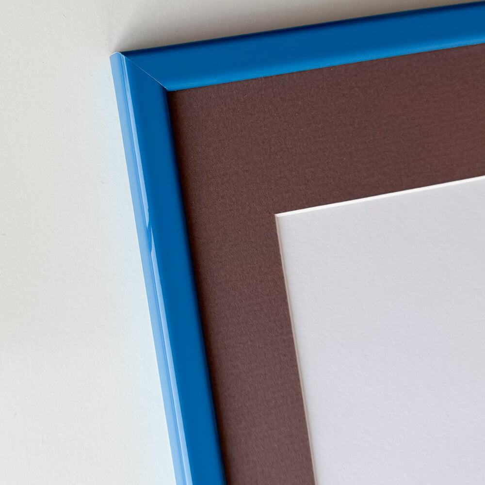 Blå blank træramme – Smal (14 mm) – 50x60 cm