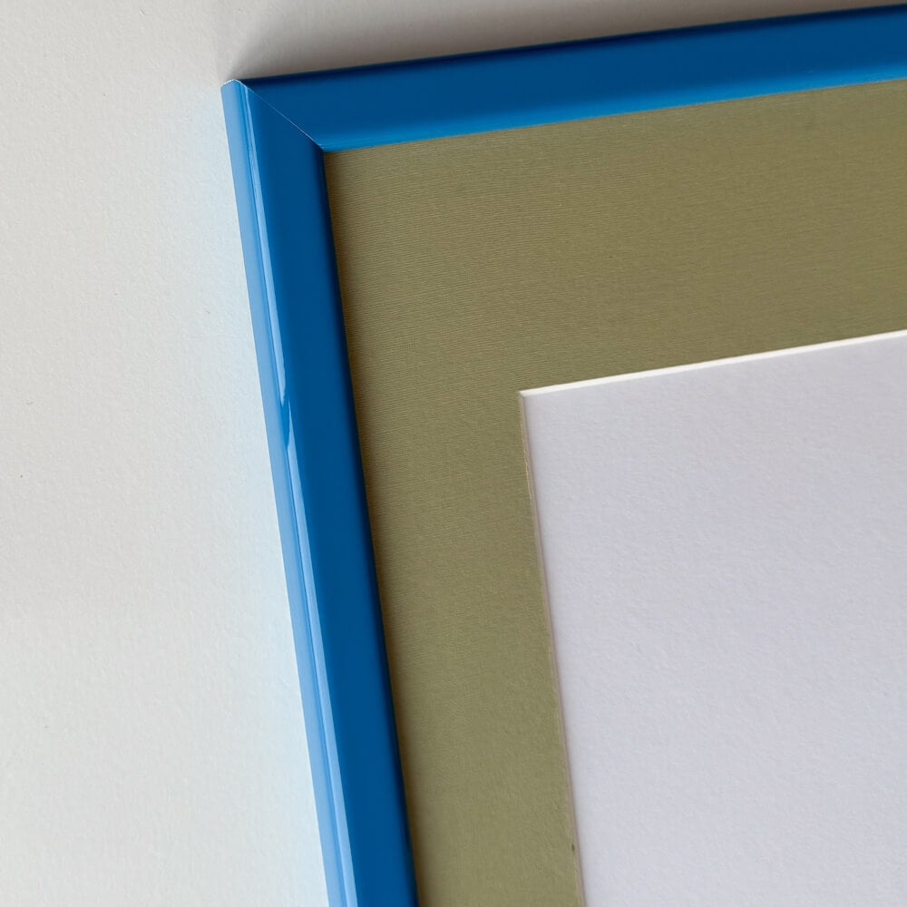 Blå blank træramme – Smal (14 mm) – 50x60 cm