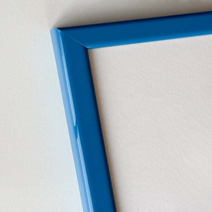 Blå blank træramme - Smal (13 mm)