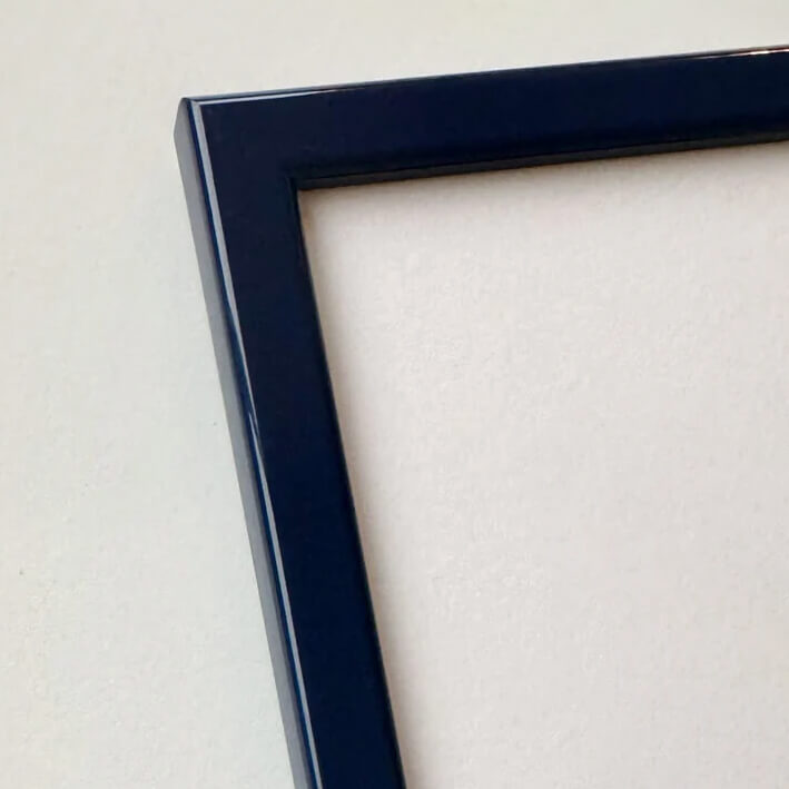 Mørk blå blank træramme - Smal (13 mm) - 30x30 cm