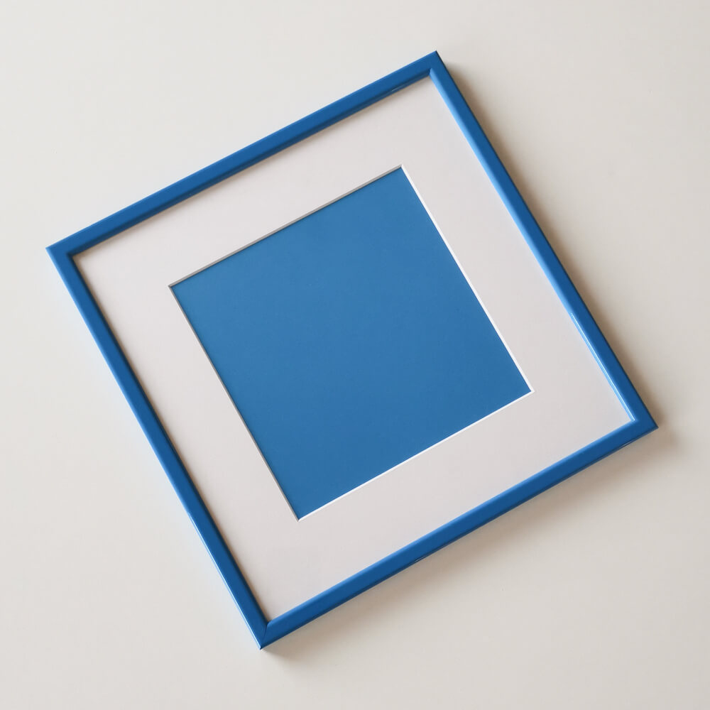 Blå blank træramme - Smal (13 mm) - 30x30 cm