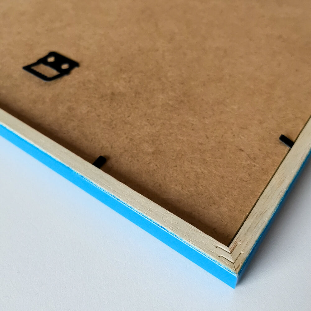 Blå blank træramme – Smal (14 mm) – 50x60 cm