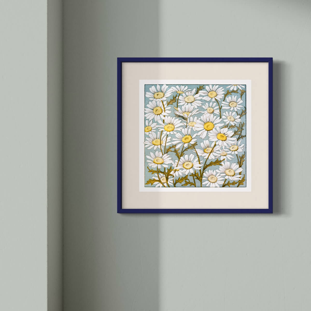 Mørk blå blank træramme - Smal (13 mm) - 40x40 cm