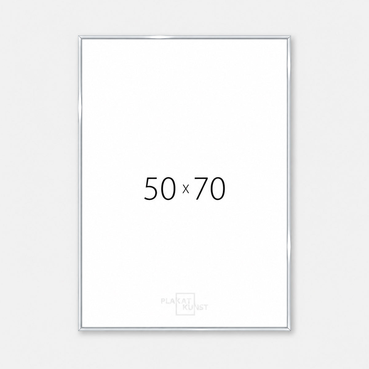Blank sølv premium aluramme - Smal (6 mm) - 50x70 cm