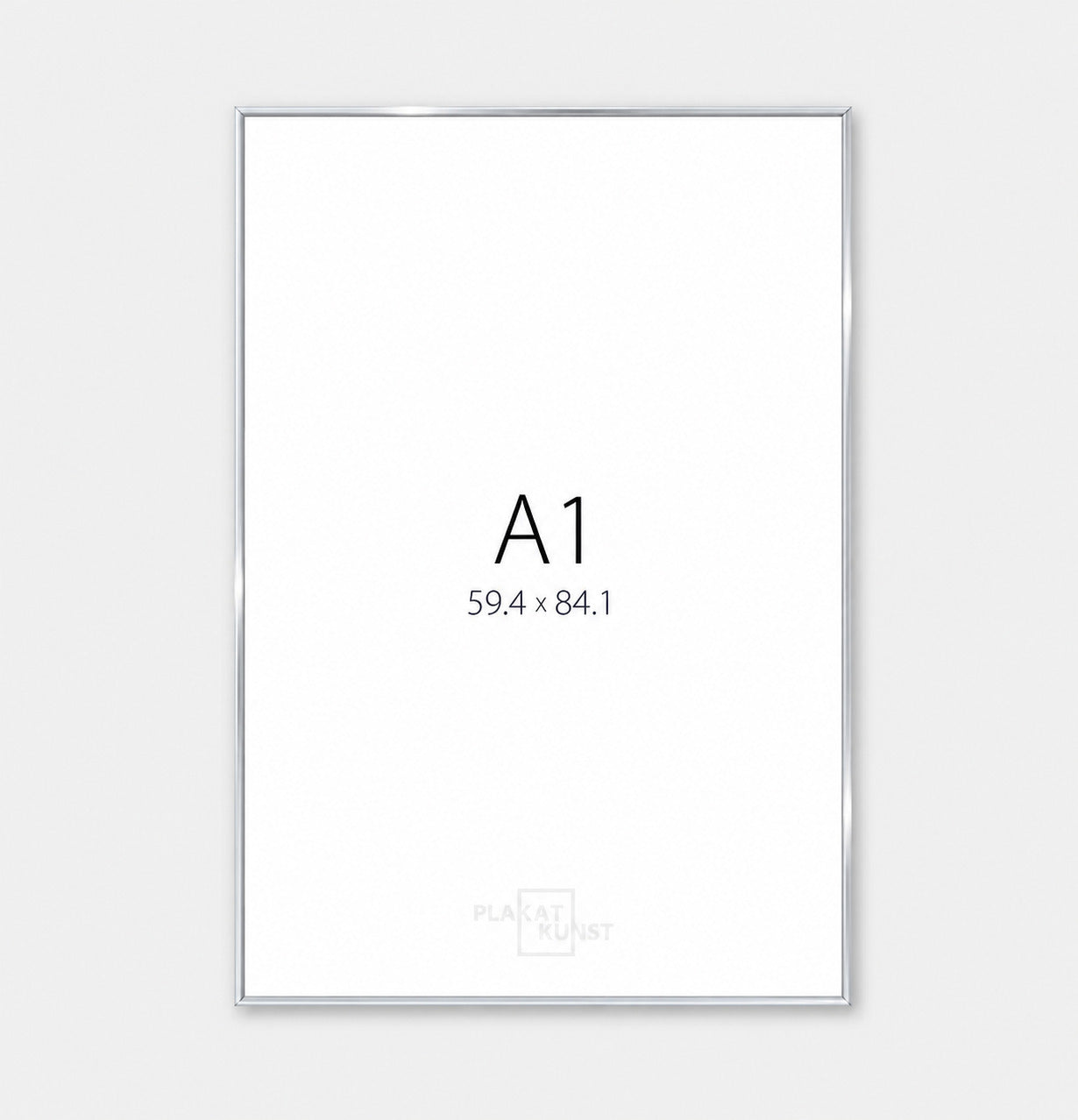 Blank sølv premium aluramme - Smal (6 mm) - A1 (59,4x84,1 cm)