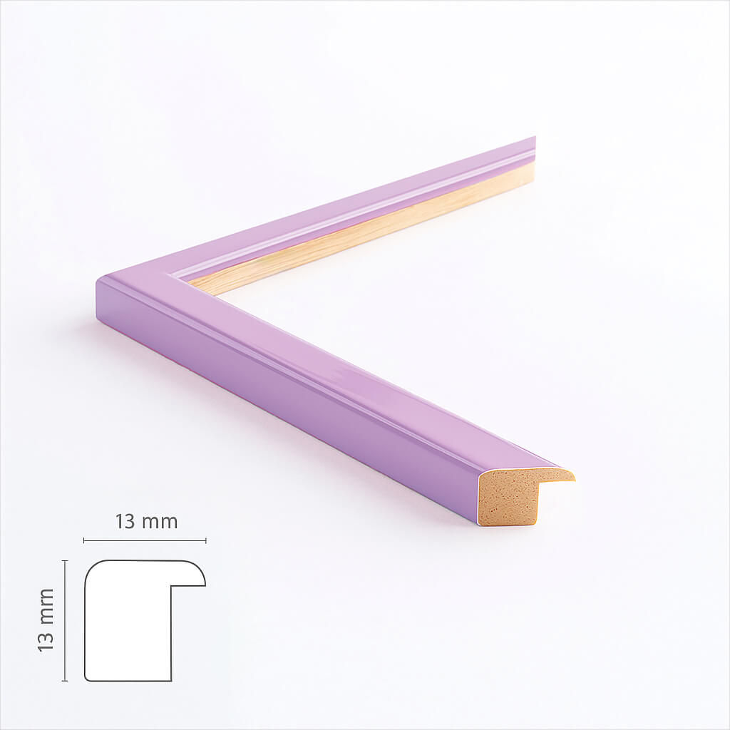 Lyserød blank træramme - Smal (13 mm) - Specialmål