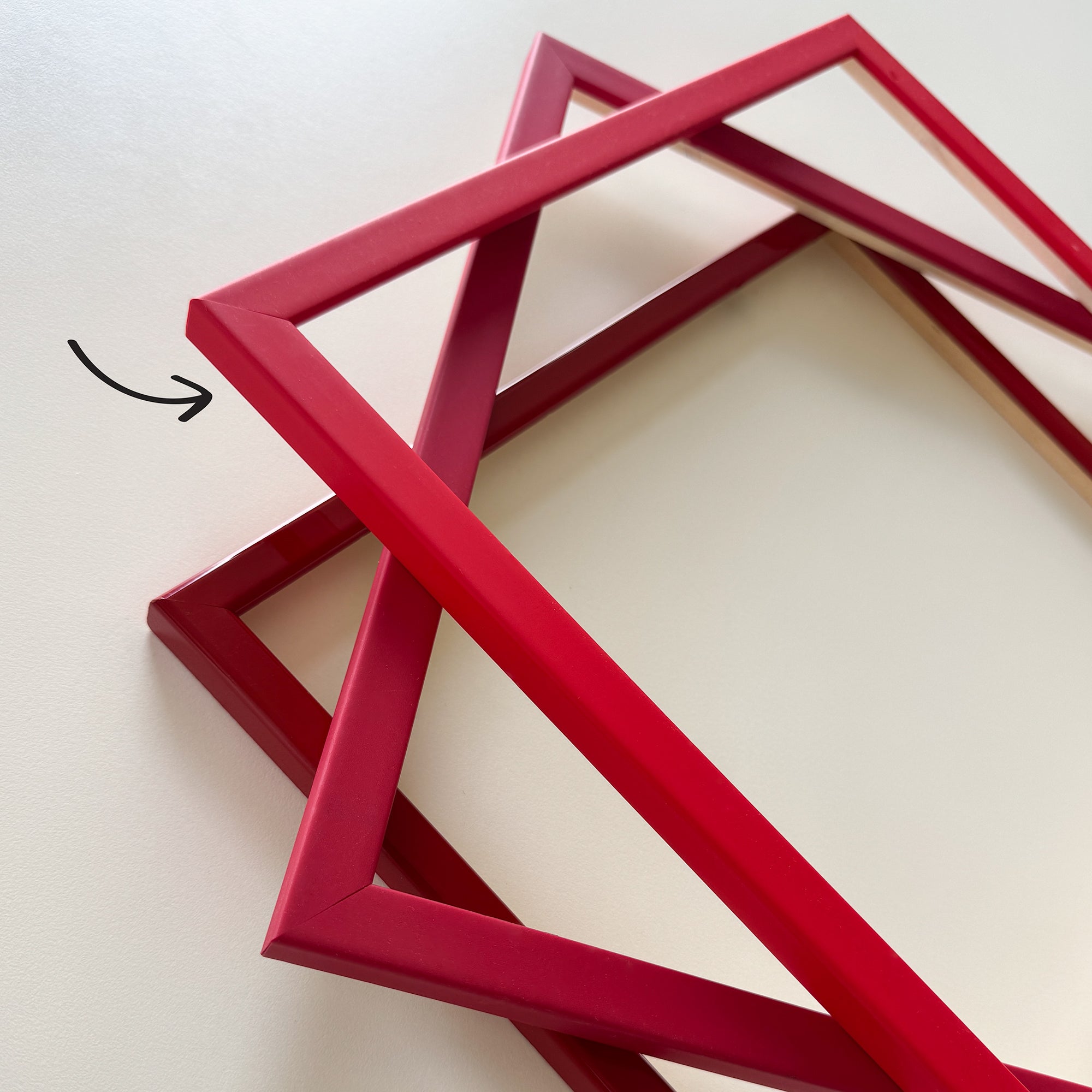 Rød mat træramme - Smal (15 mm) - 60x60 cm