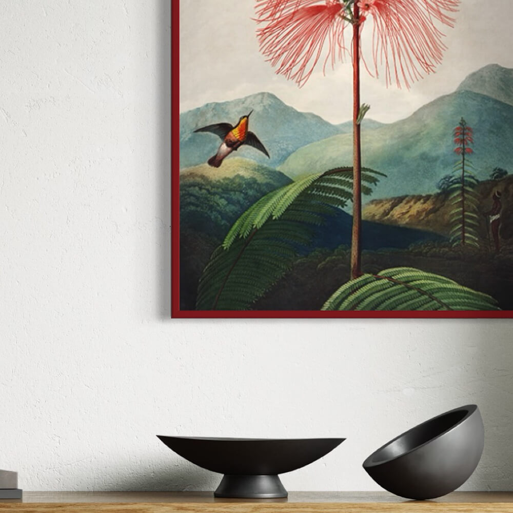 Mørk rød blank træramme – Smal (13 mm) – 40x50 cm