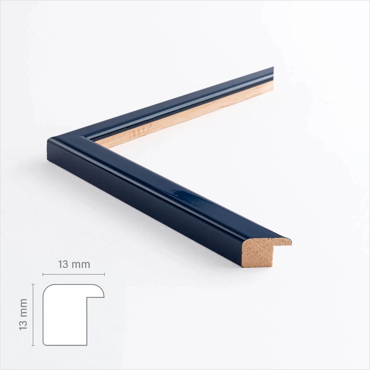 Mørk blå blank træramme - Smal (13 mm) - 50x70 cm-PlakatKunst