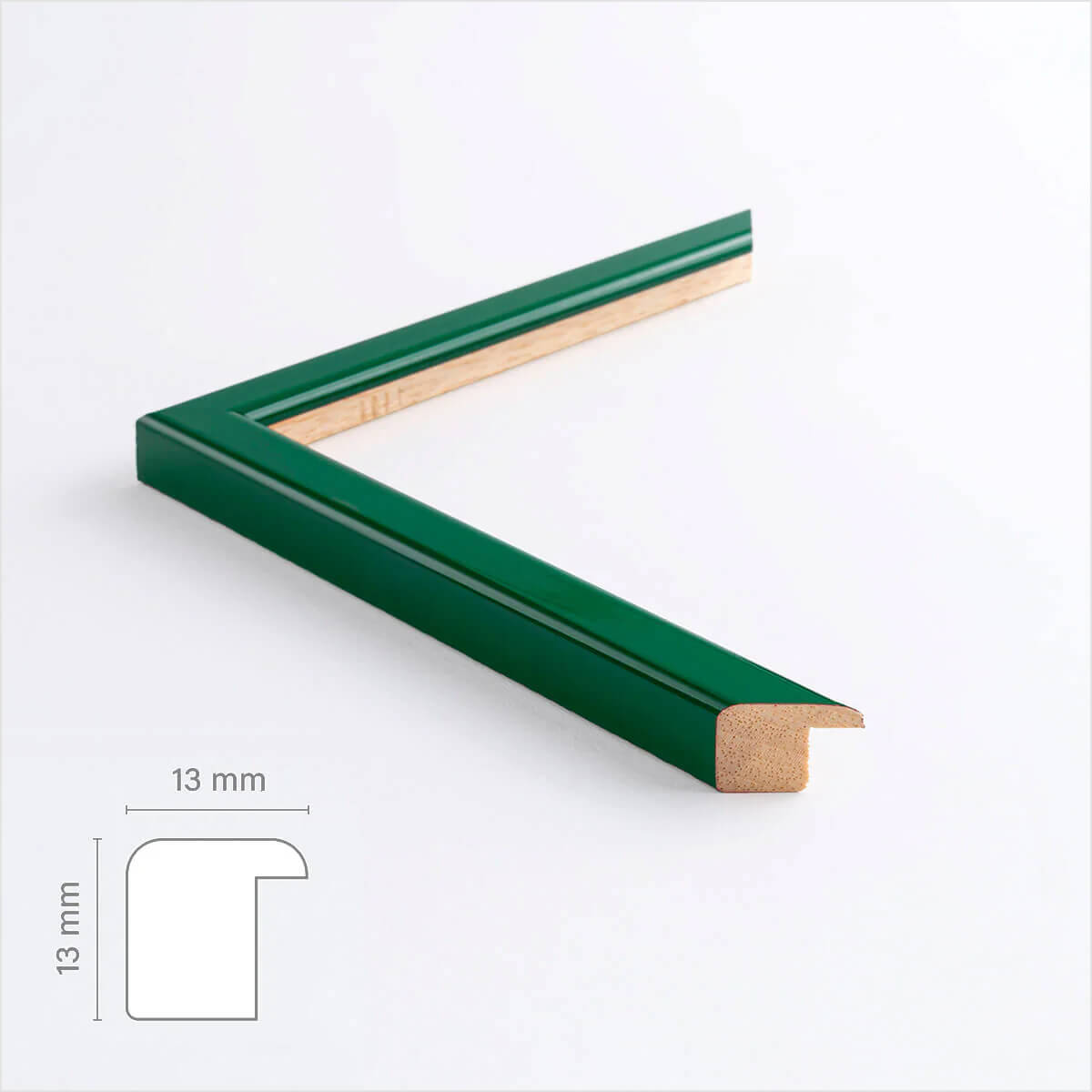 Grøn blank træramme – Smal (13 mm) – 40x50 cm