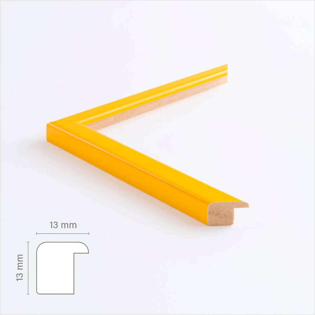 Gul blank træramme - Smal (13 mm) - A3 (30x42 cm)